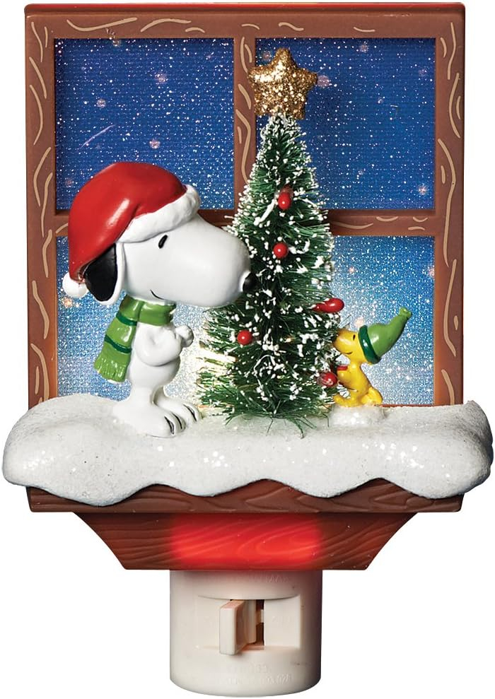 Collections Etc Peanuts Snoopy Incandescent Christmas Night Light