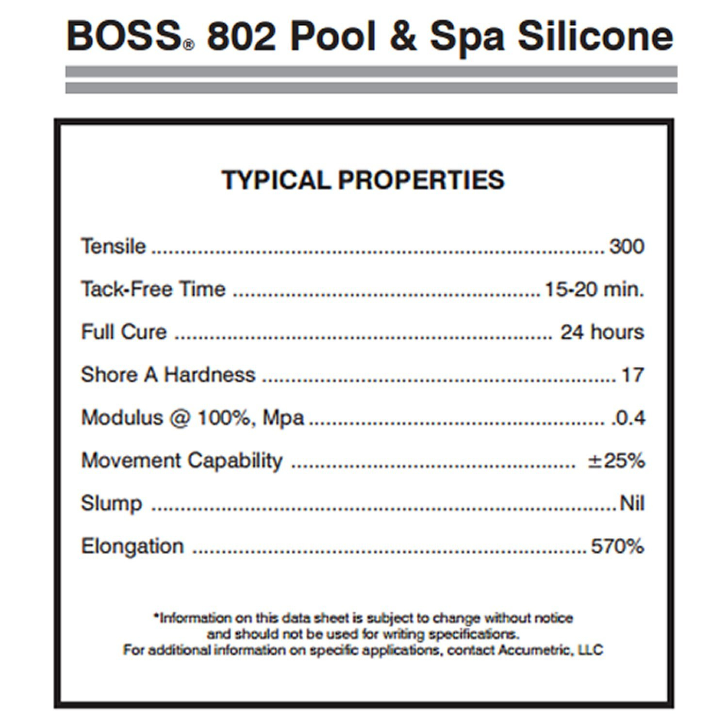 2-Pack Boss 802 Clear Pro Grade Silicone Sealant for Pool, spa, Household - 2 x 280ML. Tubes