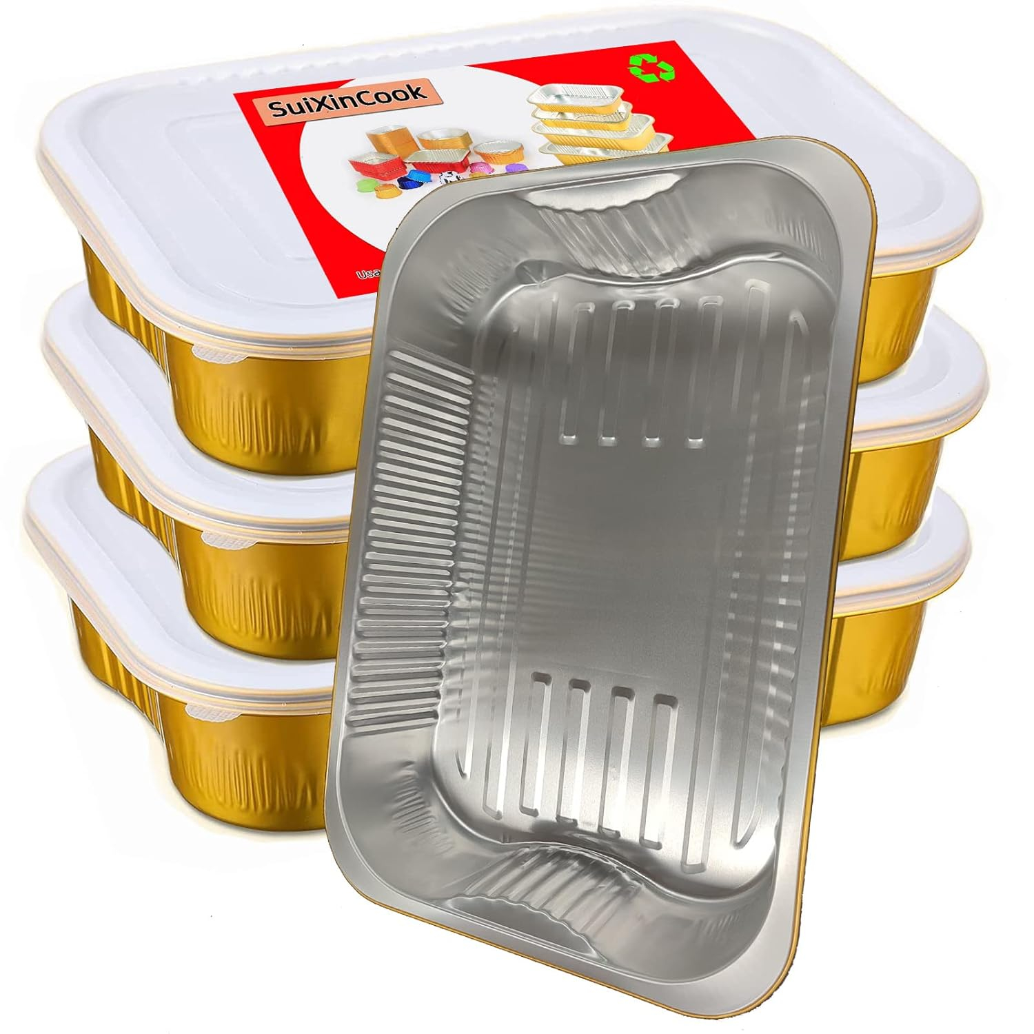 13 "x9" Aluminum foil Lasagna Pans, grill tray, sturdy disposable aluminum pan, 10 sets- for cooking，baking and heating, food storage, distribution, barbecue,Gold