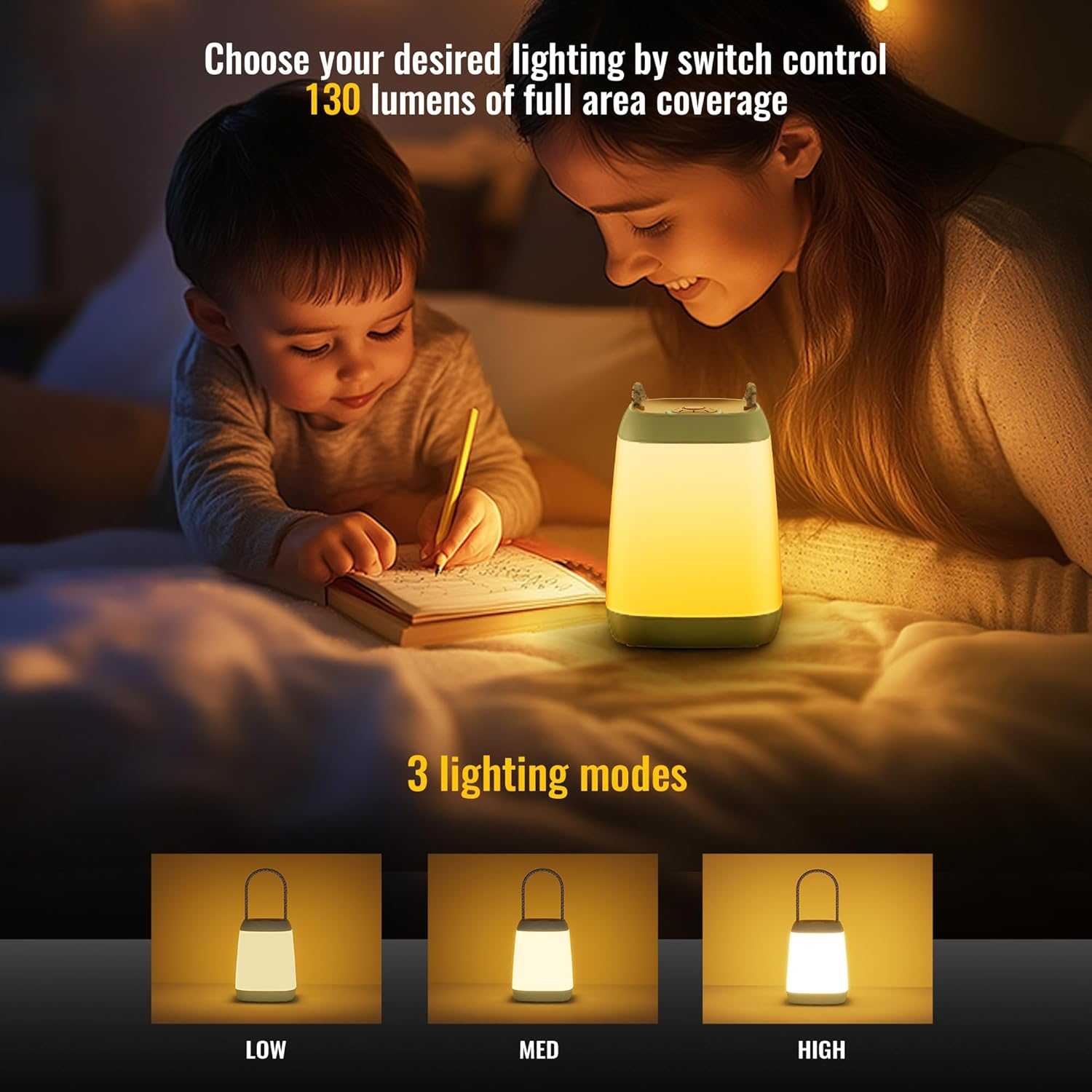 2 Pack LED Camping Lights, Battery Powered LED Camping Lantern with 3 Modes, Portable Night Light for Tent, Hiking, Emergency, Backpacking, Indoor and Outdoor Use