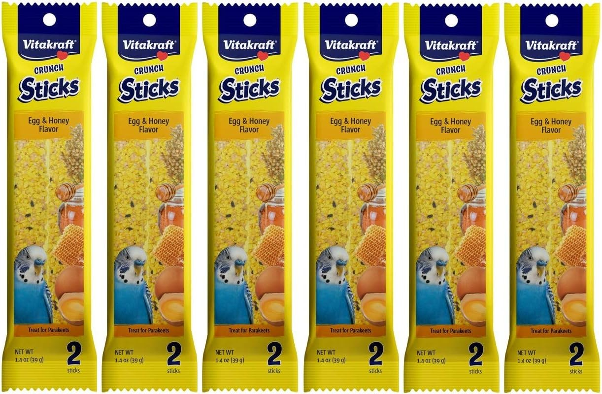 Vitakraft Crunch Sticks Parakeet Treat - Egg and Honey - Pet Bird Treat Toy