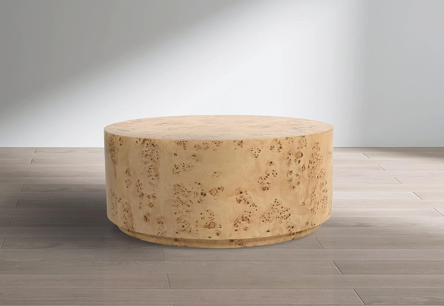 Natural Ash Burl Wood Round Coffee Table, 36"