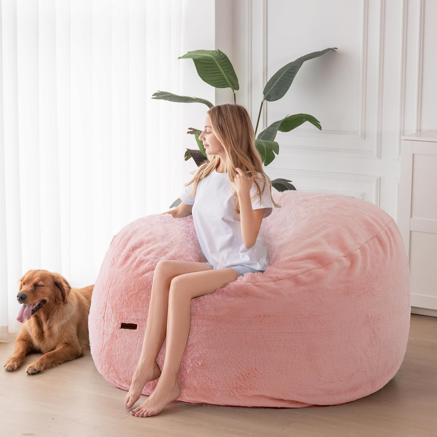 MAXYOYO Giant Bean Bag Chair Bed for Adults, Convertible Beanbag Folds from Lazy Chair to Floor Mattress Bed, Large Floor Sofa Couch, Big Sofa Bed, High-Density Foam Filling, Machine Washable