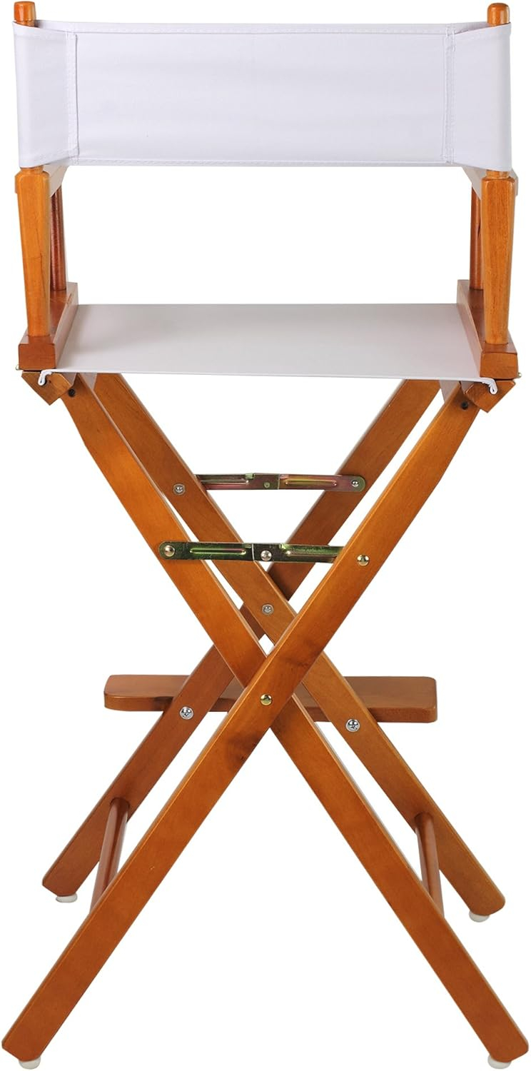 Casual Home 30" Director's Chair Honey Oak Frame-with White Canvas, Bar Height