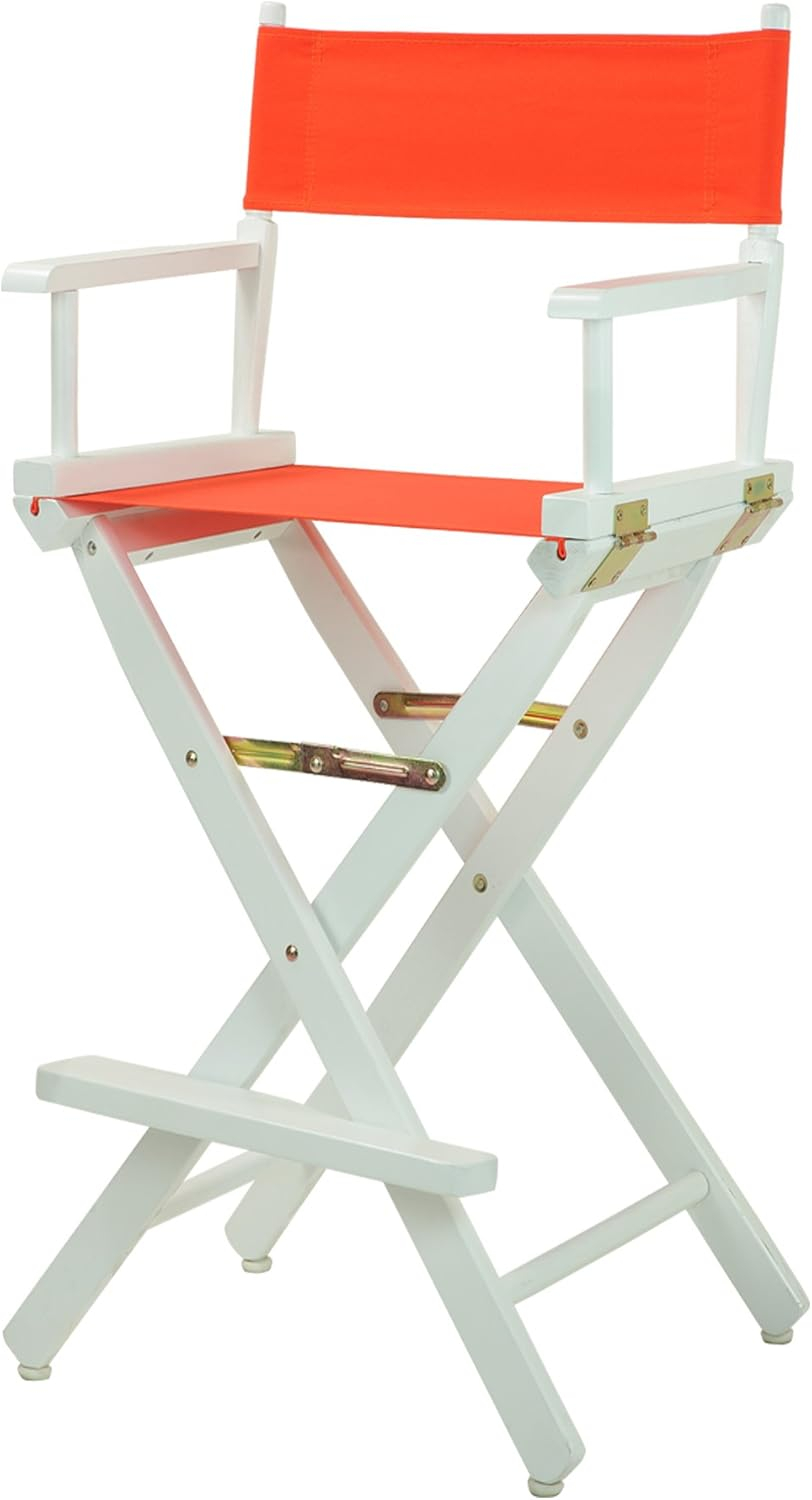 "30" Director's Chair White Frame-Orange Canvas"