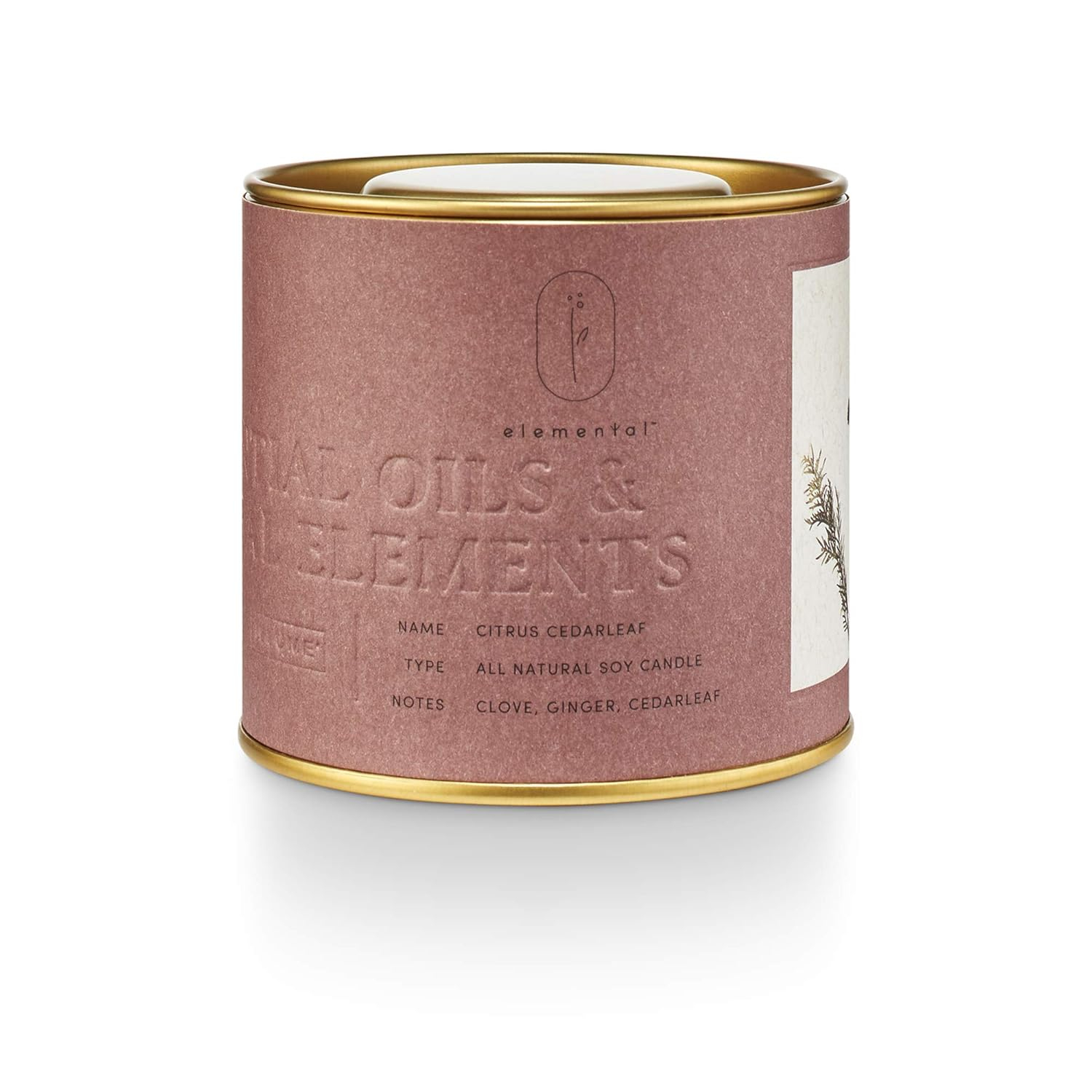 ILLUME Elemental Collection, Citrus Cedarleaf Natural Tin, 8.5oz Candle, 8.5 oz, Red