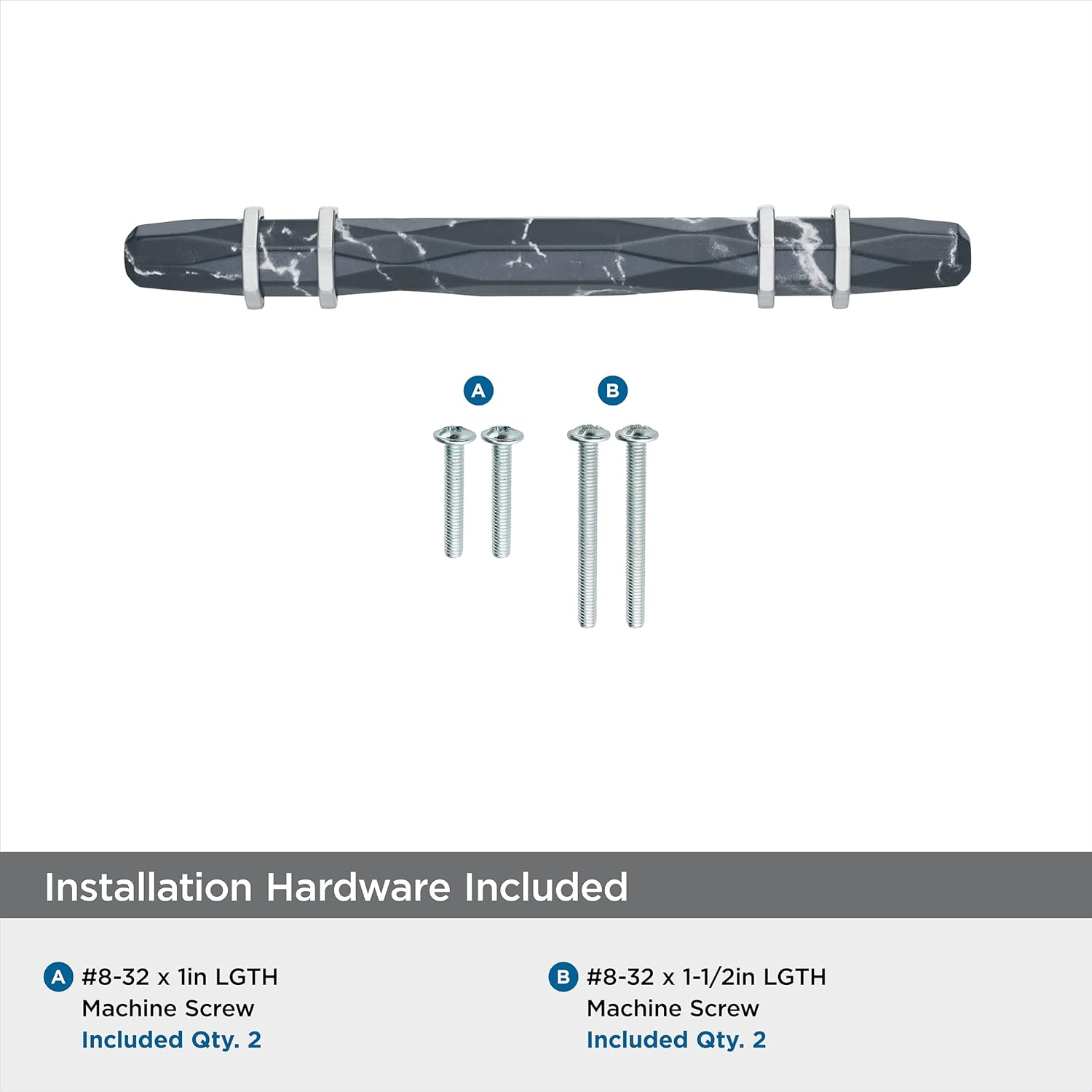 Amerock | Cabinet Pull | Marble Black/Satin Nickel | 3-3/4 inch (96 mm) Center-to-Center | Carrione | 1 Pack | Drawer Pull | Drawer Handle | Cabinet Hardware