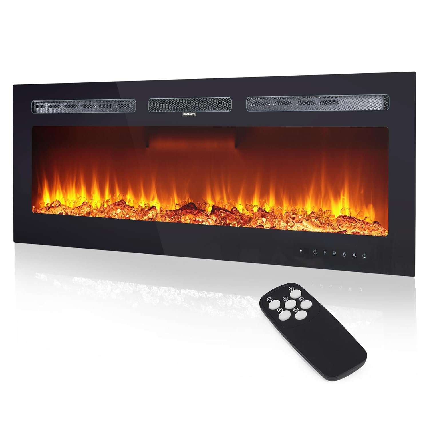 Electric Fireplace in-Wall Recessed and Wall Mounted, 50" Fireplace Heater and Linear Fireplace with Timer/Multicolor Flames/Touch Screen/Remote Control, 750W/1500W