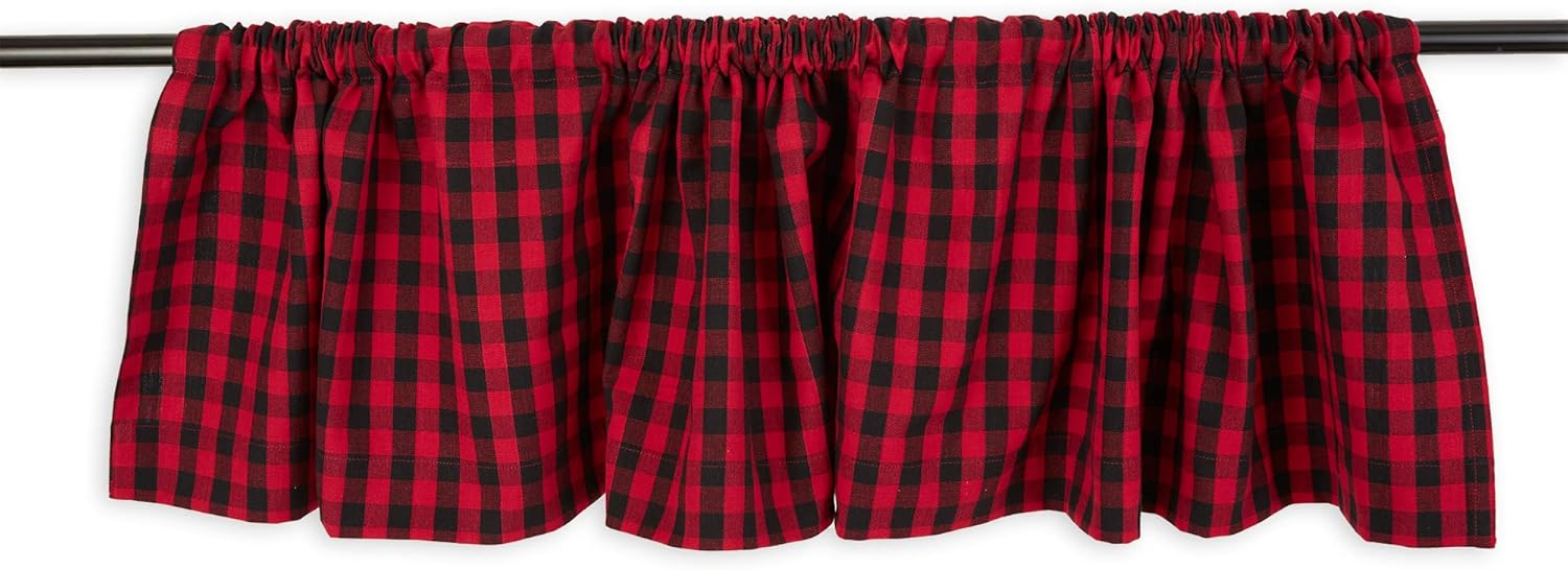 Red Logger Check Window Valance 72x14