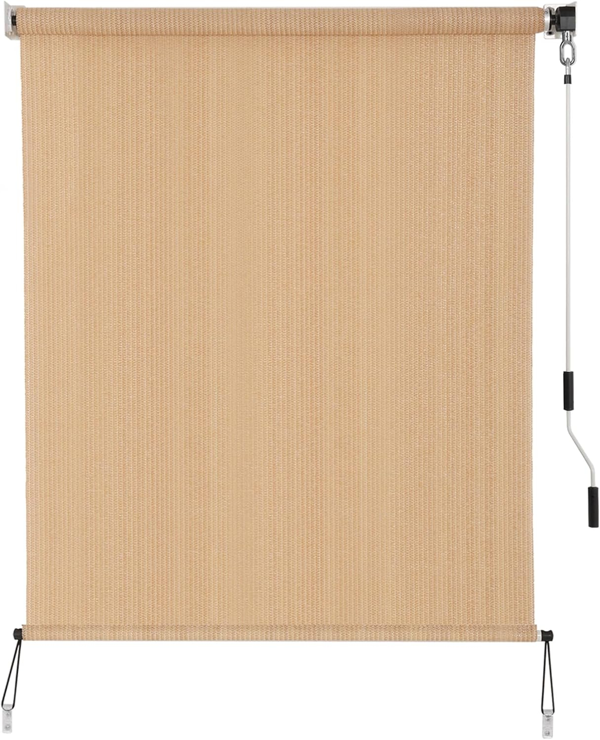 SMONTER Outdoor Sunshade Roller Shade 6'W x 6'H (72" Wx72 H), Exterior Cordless Roll Up Shades Blinds, UV Protection Shade Cloth with Crank Operation for Outside Windows Patio Porch Gazebo, Walnut
