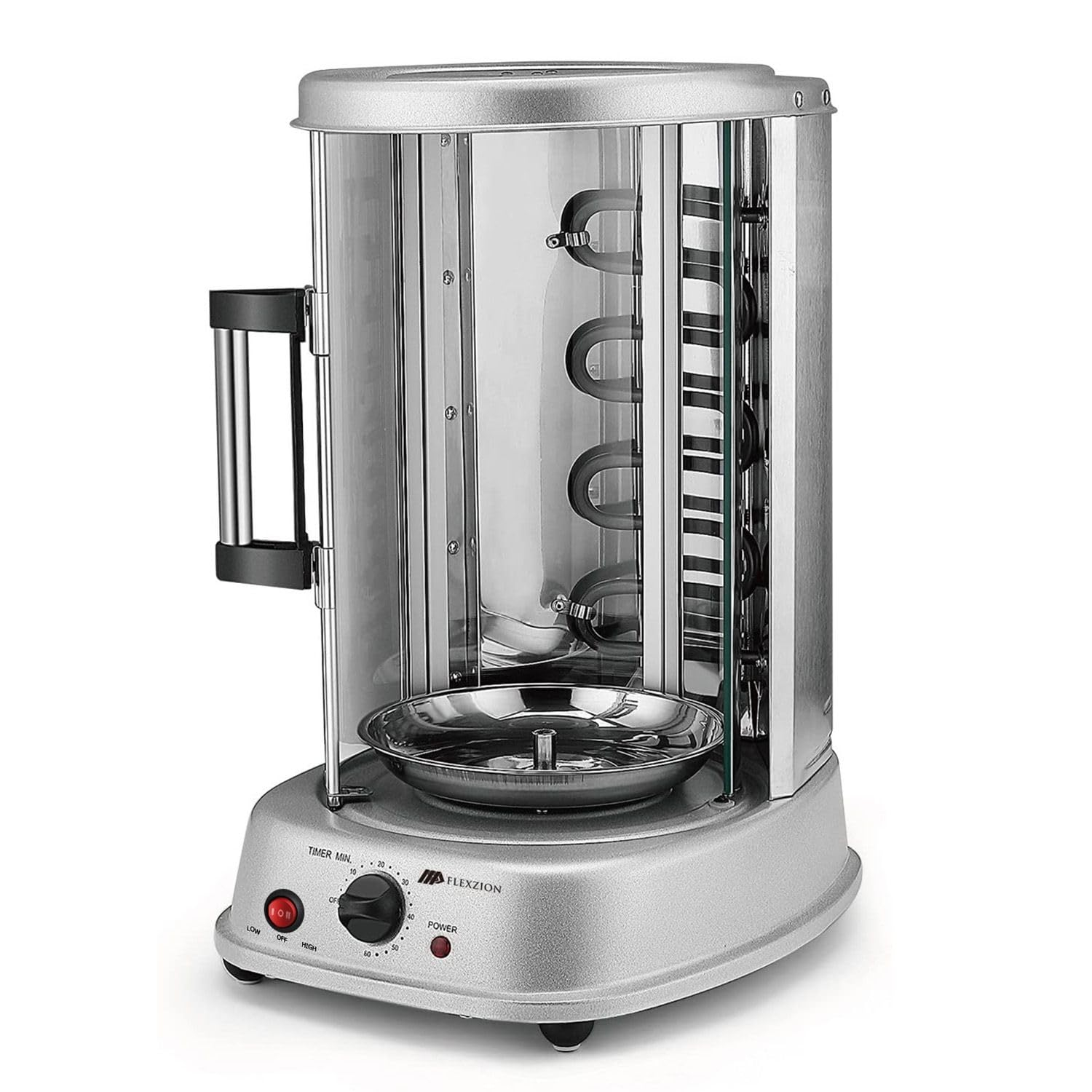 Vertical Tower Rotating Rotisserie Oven Grill - Shawarma Kebab Electric Cooker Machine Countertop w/ Stainless Doner Kebab Skewers & Rack Accessories Stain Resistant 5 in 1 for Professional & Home Use