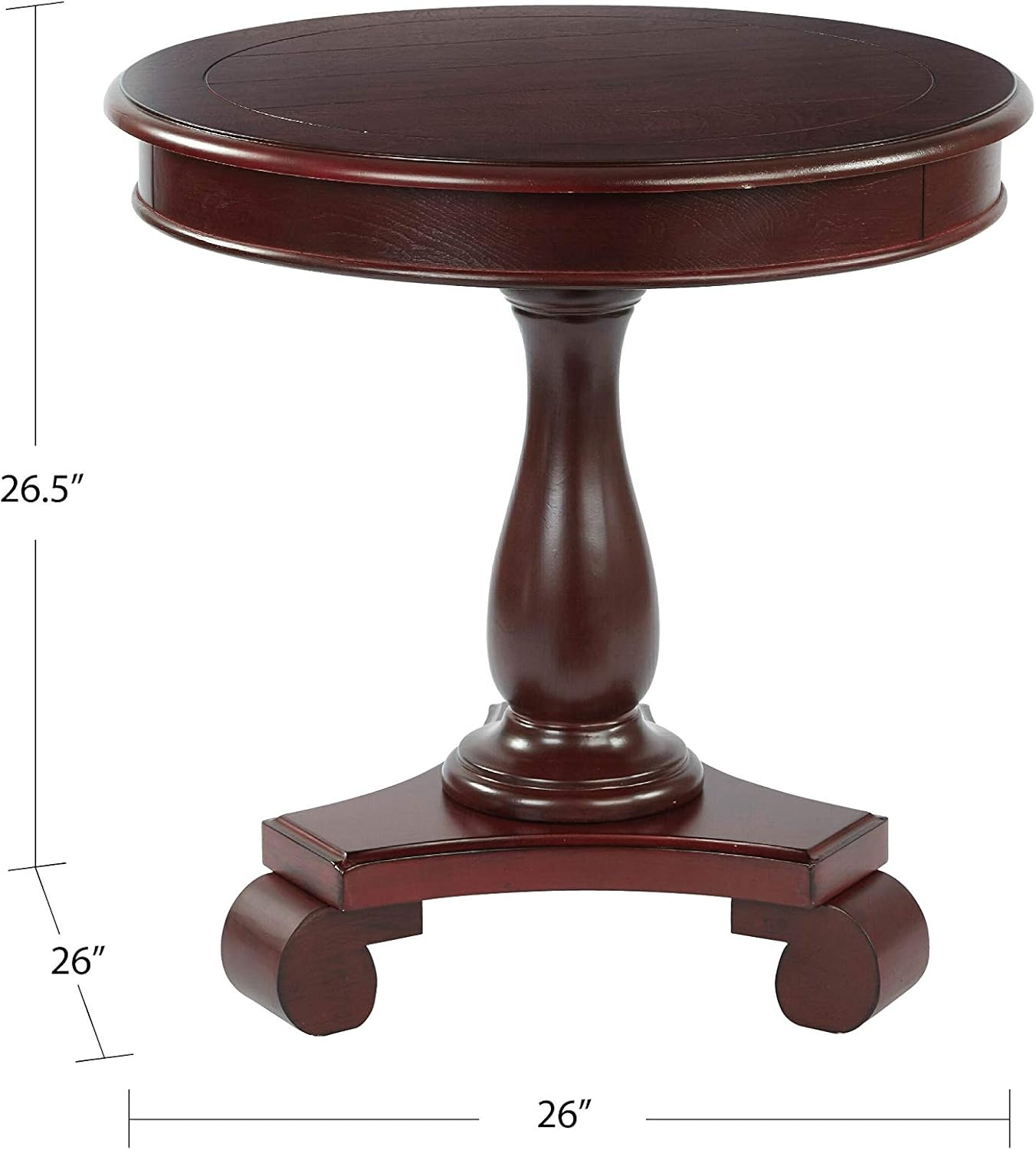OSP Home Furnishings Avalon Hand Painted Round Accent table in Antique Beige Finish