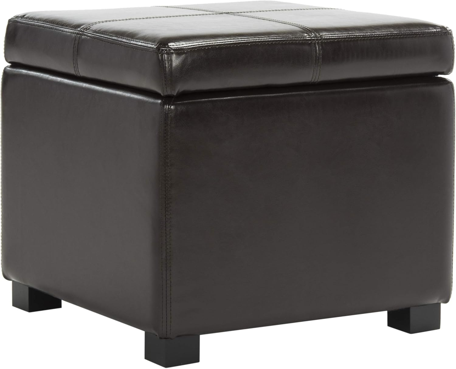 Elizabeth Black Beech Wood Leather Storage Ottoman