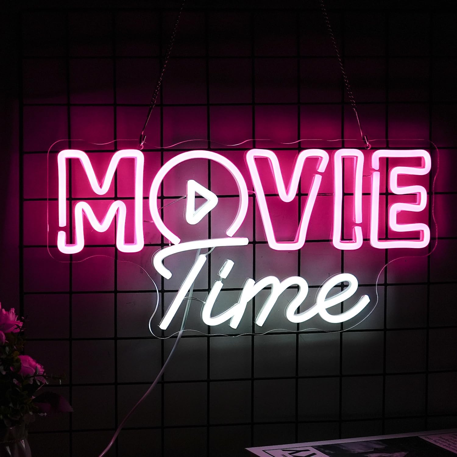 WX&YH Movie Time LED Neon Light Signs USB Power for Bedroom Home Cinema Party Decoration