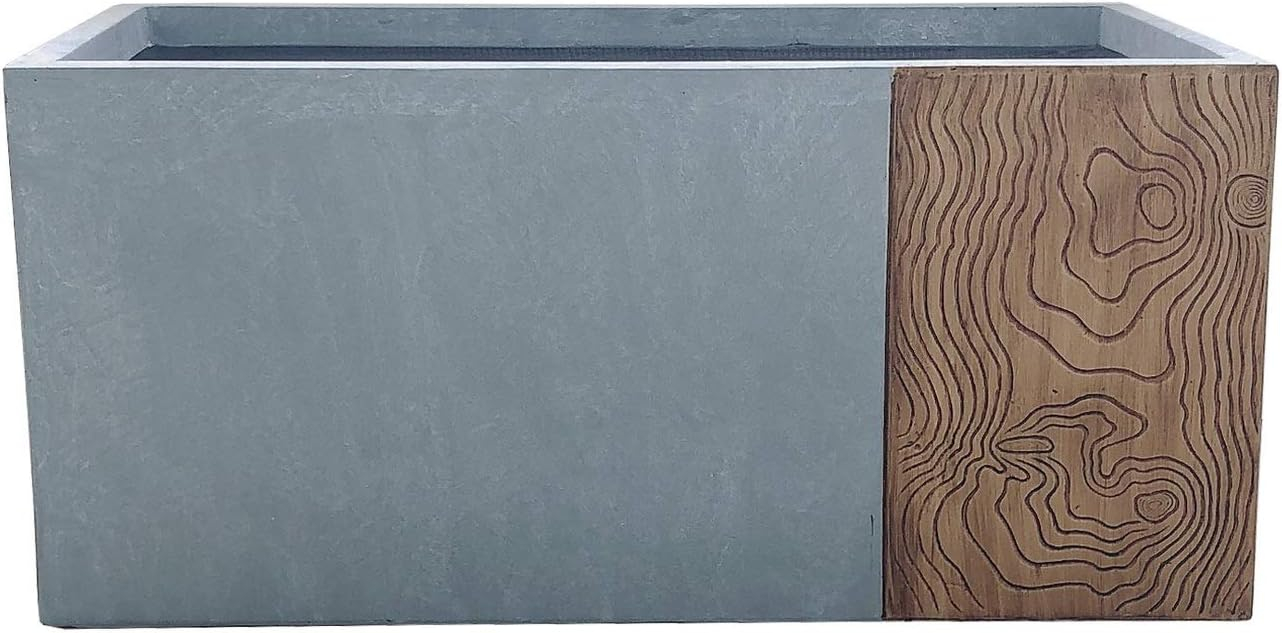 Timber Ridge Modern Concrete Rectangle Outdoor Planter, 23 Inch