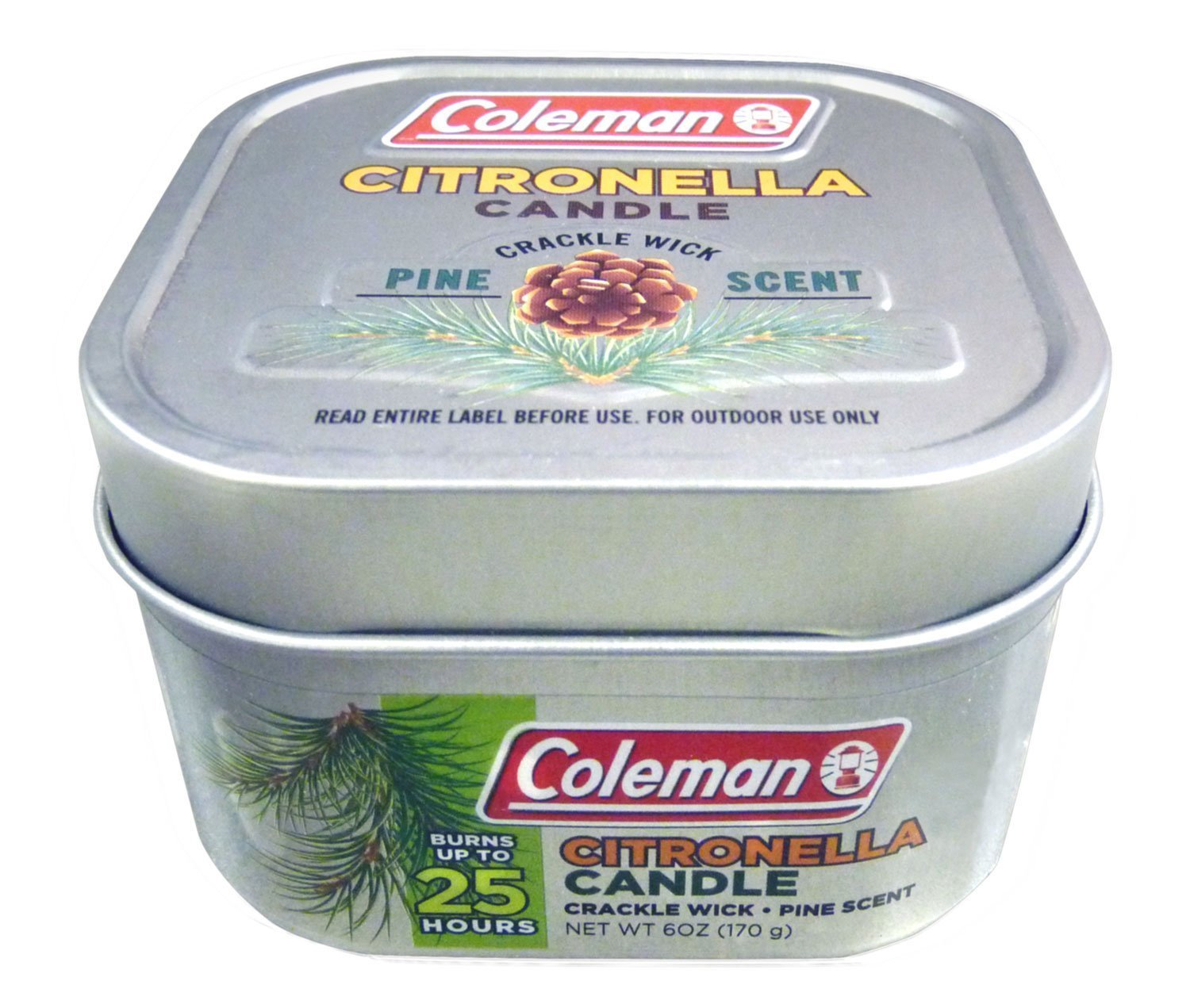 Coleman Repellents Pine Citronella Candle, 6 oz., Silver