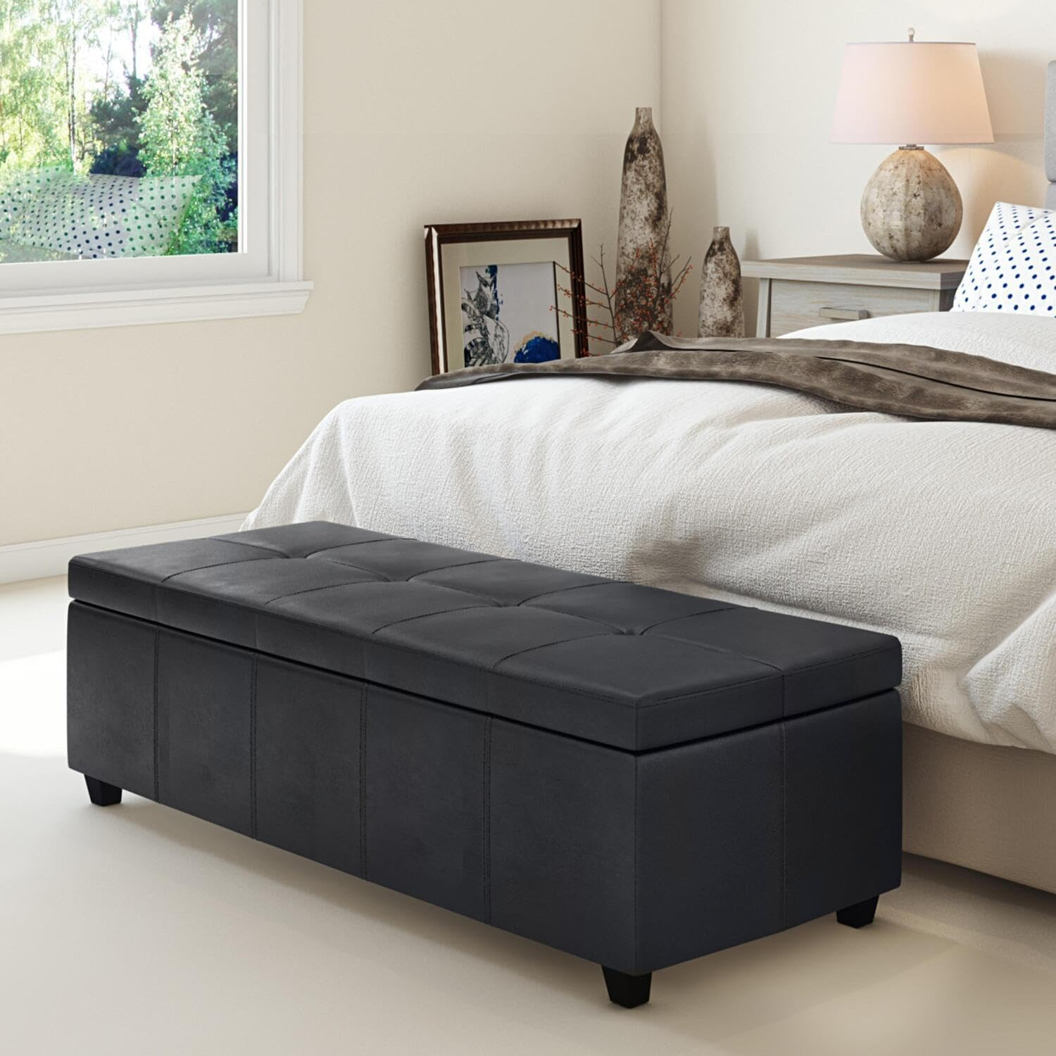 Simpli Home Castleford Large Storage Ottoman Bench