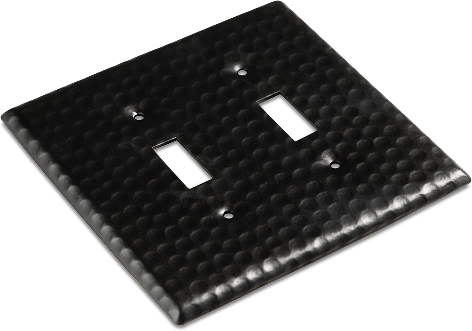 Monarch Abode 19108 Double Switch Hand Hammered Toggle Aluminum Decorative Wall Plate Switch Plate Outlet Cover, 2-Gang, Matte Black