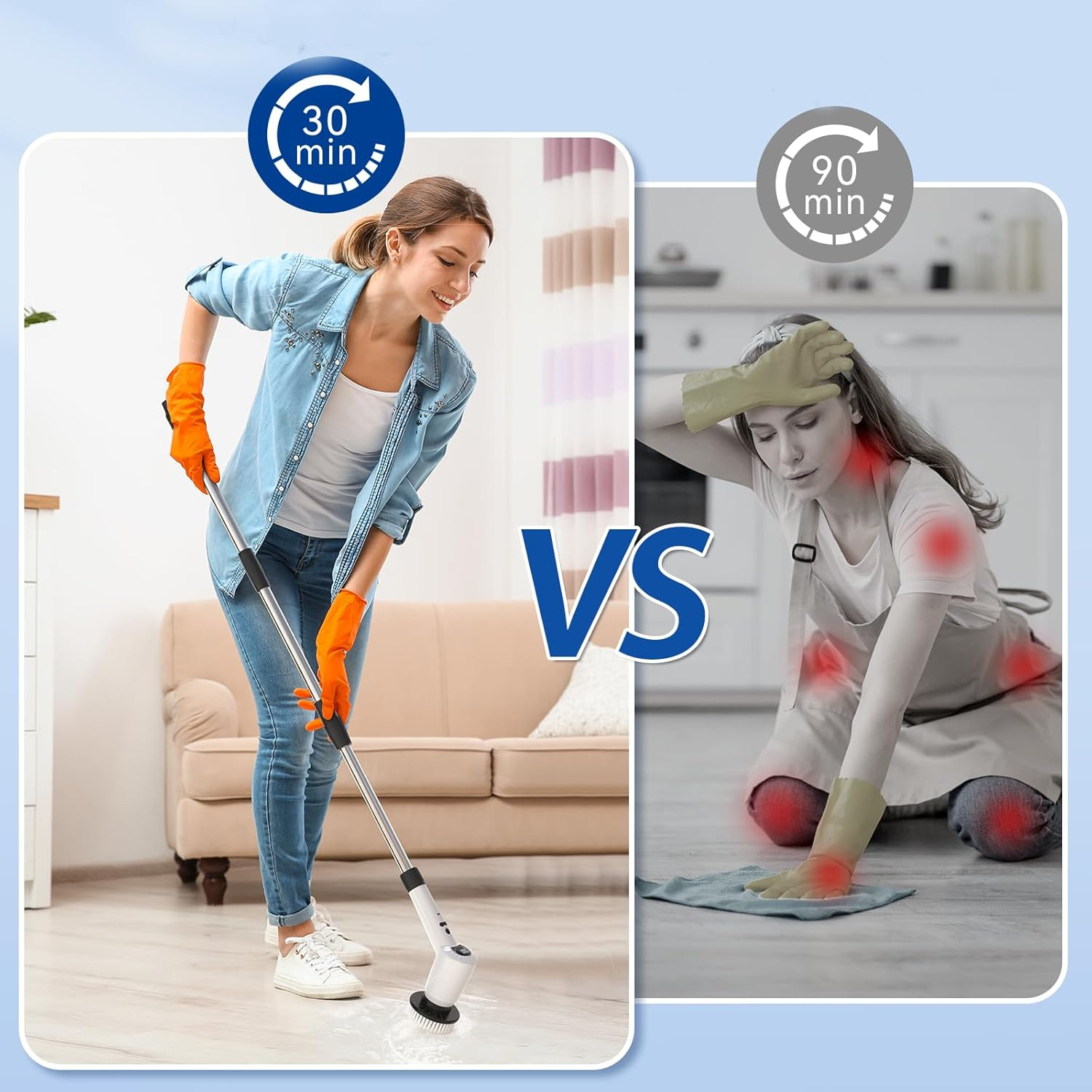 Electric Spin Scrubber，Upgrade Electric Spin Cordless Tub and Tile Scrubber w/ Adjustable Extension Arm，3 Speed 7 Replaceable Cleaning Heads，Power Spin Scrubbers Cleaning Bathroom，Floor，Car