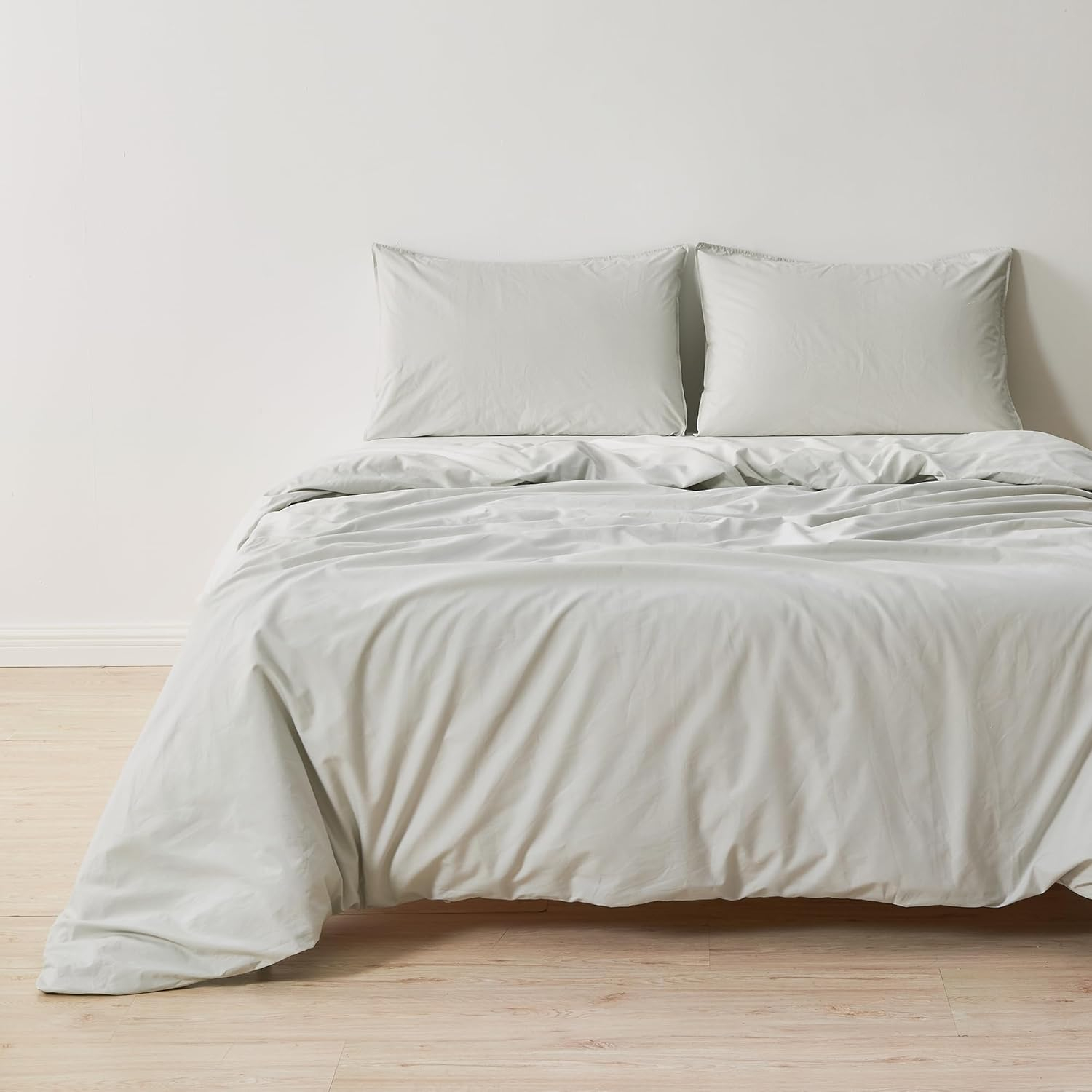 Great Bay Home Pima Cotton Percale Duvet Cover Set, Crisp & Cool, 2-Piece Set (Sand, Twin / Twin XL)