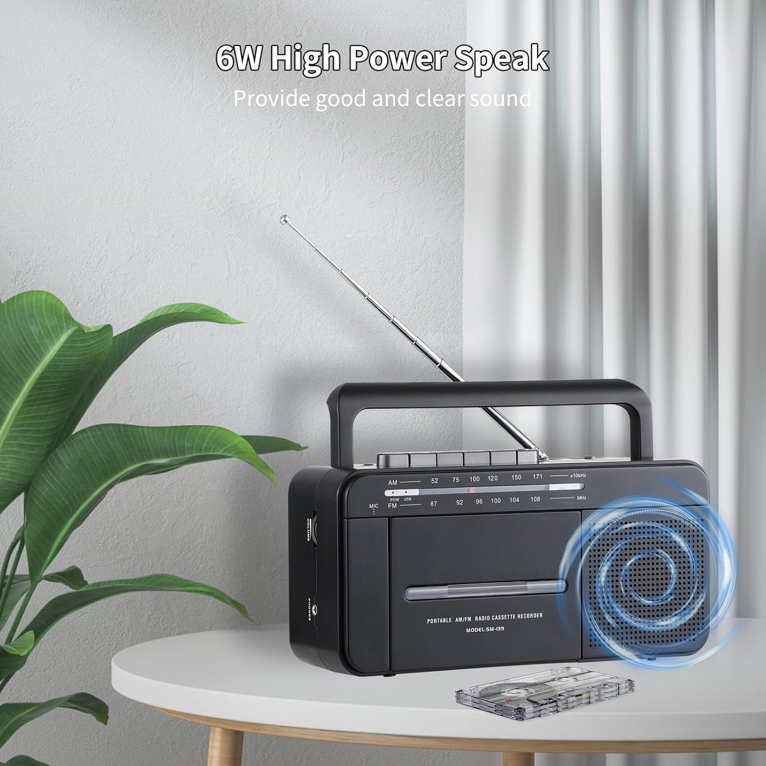 Boombox MP3 Conversion Cassette Tape Player Recorder AM FM Radio, Cassette to MP3 Digital Converter, USB Recording, Built-in Microphone, Big Speaker and Earphone Jack by AC or C Batteries
