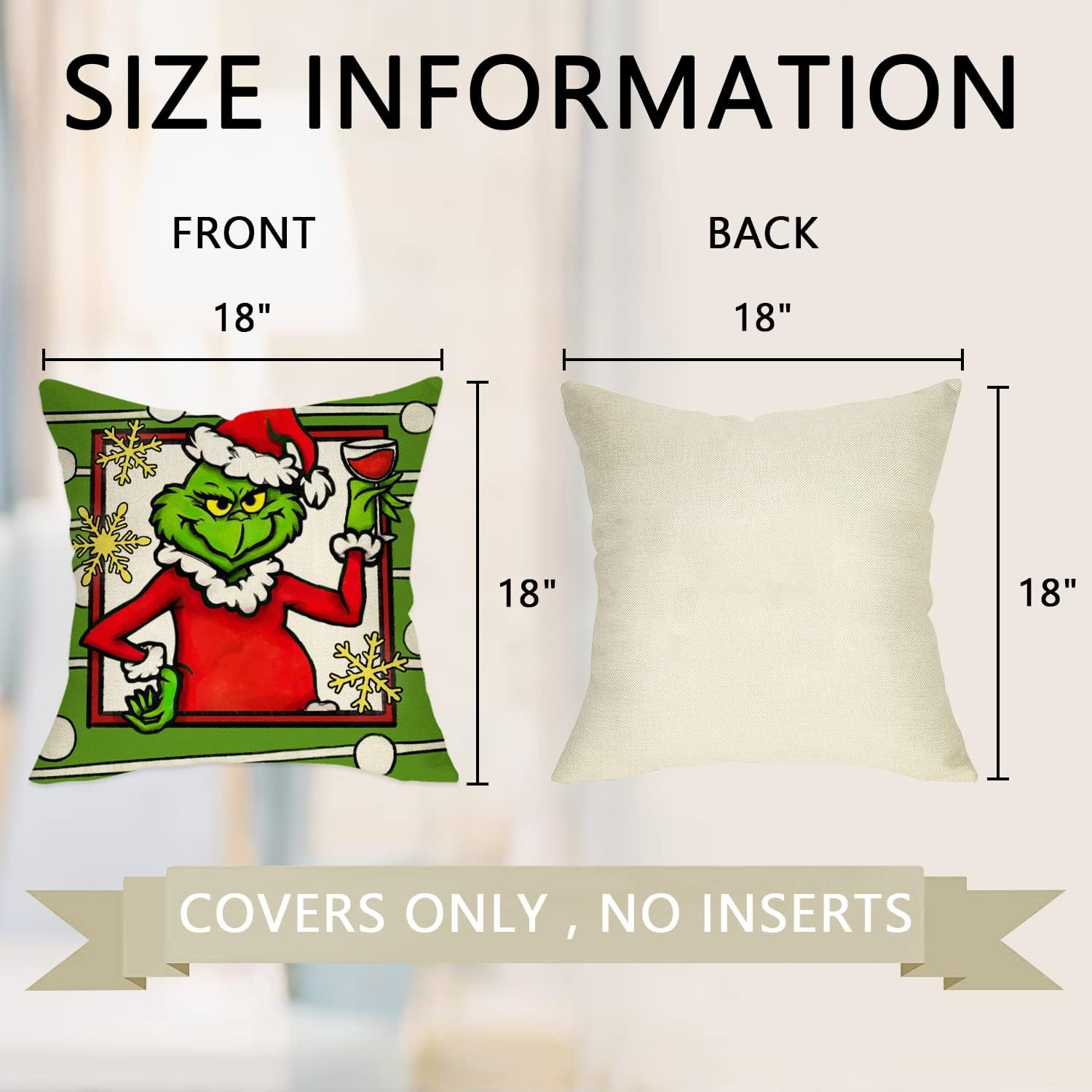 2025 Merry Christmas Decorative Throw Pillow Covers, Xmas Santa Tree Snowflakes Gifts Home Decoration, Winter Holiday Cushion Case for Sofa Couch Decor Cotton Linen 18 x 18