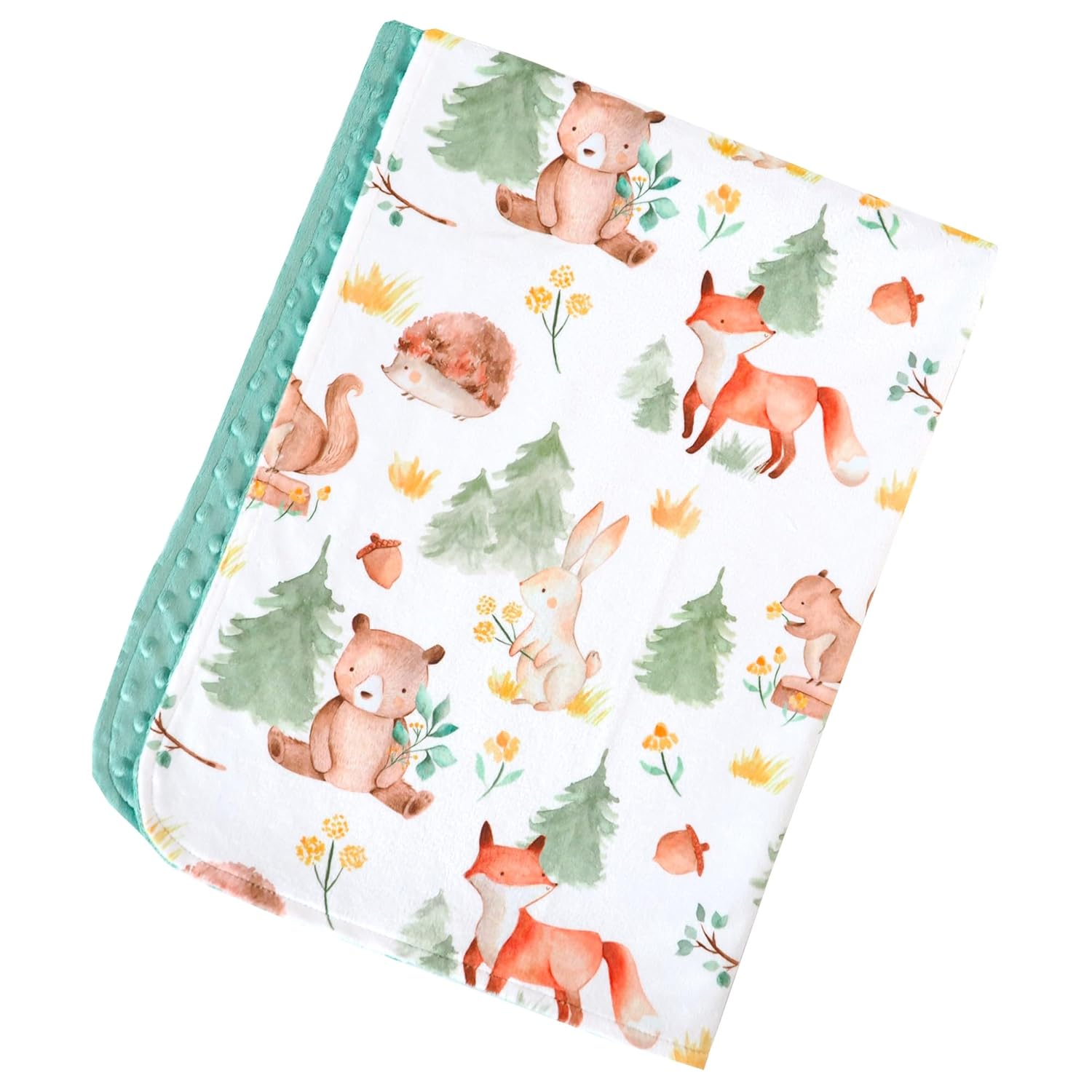 Premium Soft Plush Lightweight Minky Dot Toddler Baby Blanket for Newborn 30"x40" - Soft Baby Blanket for Boys and Girls - (Forest Friends) Unisex