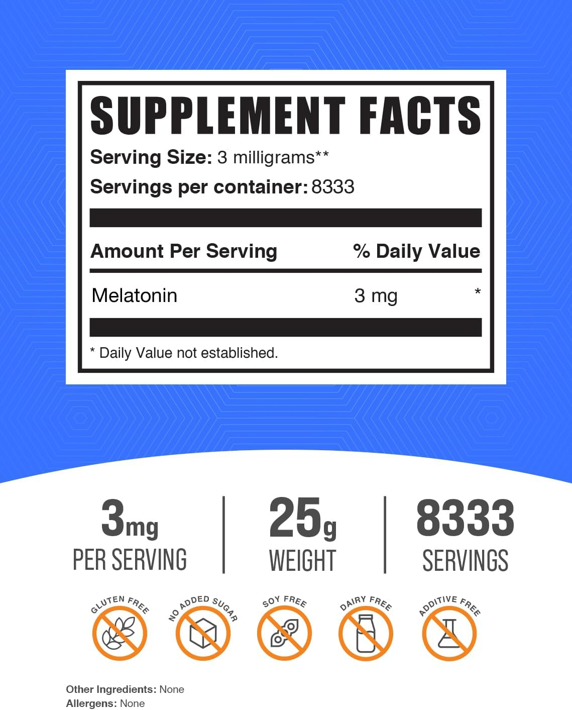 Vegan Unflavored Melatonin Powder for Sleep Support, 25g