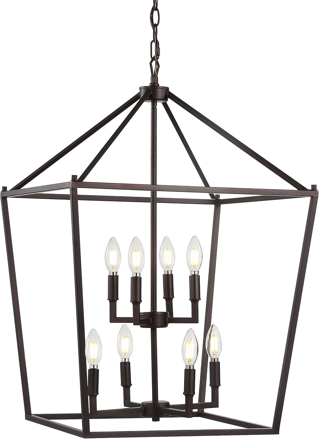 Pagoda 20" 8-Bulb Lantern Metal LED Pendant, Oil Rubbed Bronze