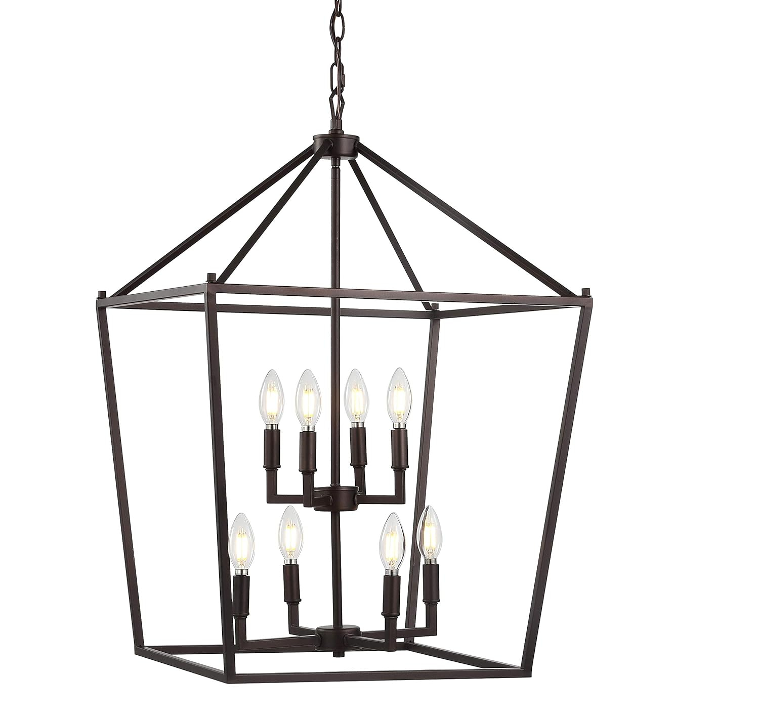 Pagoda 20" 8-Bulb Lantern Metal LED Pendant, Oil Rubbed Bronze