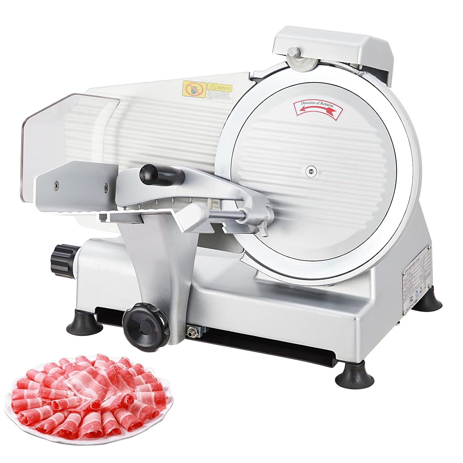 Meat Slicer, 240W Electric Food Slicer with 10" Stainless Steel Blade and Built-in Sharpening Stone, Adjustable Thickness Meat Slicer for Home and Commercial Use to Cuts Meat, Bread and Cheese
