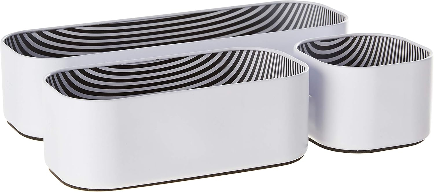 Three By Three Seattle Drawer Organizer Pack of 3, 2", Stripes (52304)