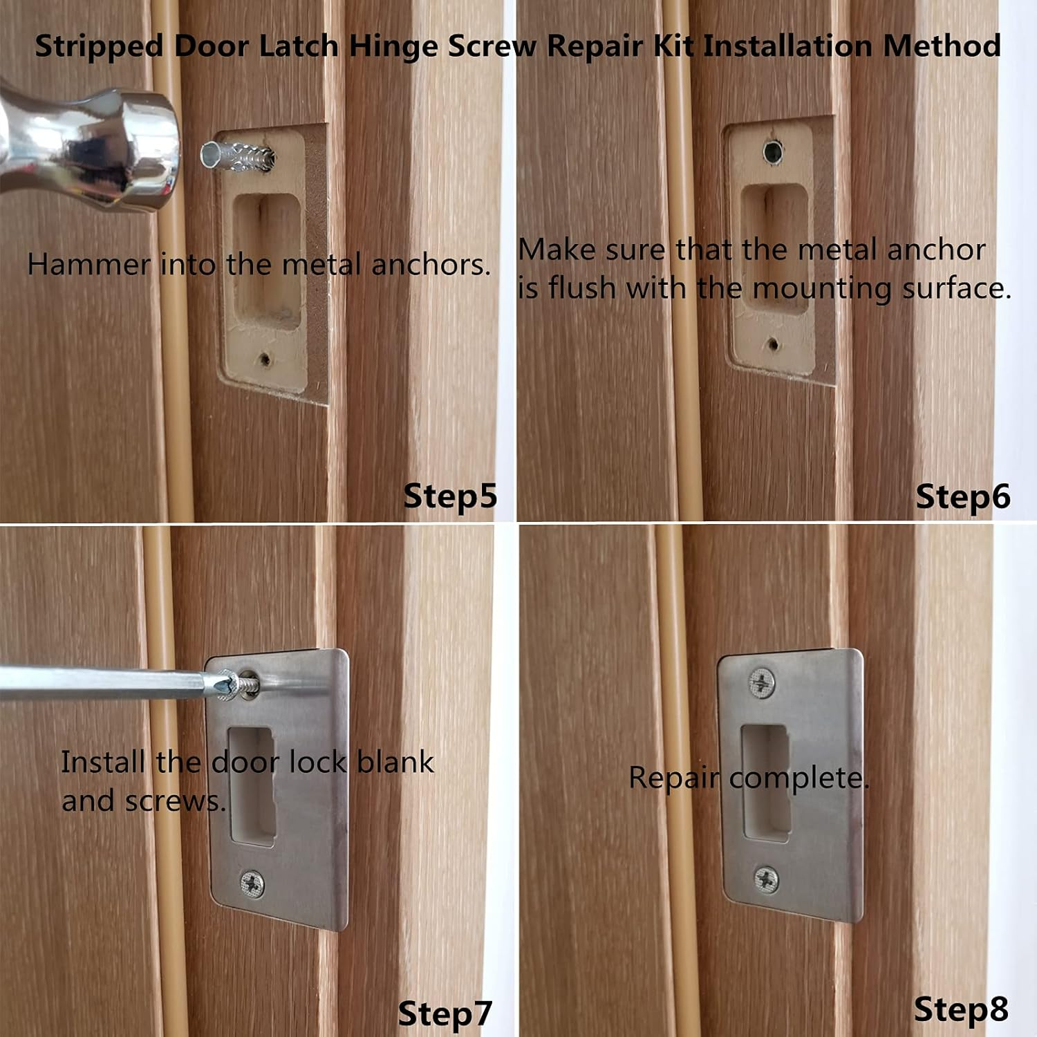 Screw Door Security Hardware Repair kit Reinforcement jamb Repair for Terrific Solution for Stripped Door Hinge,Repair Damaged Screw- Door Stripped Hinge Screw Repair kit (Black)