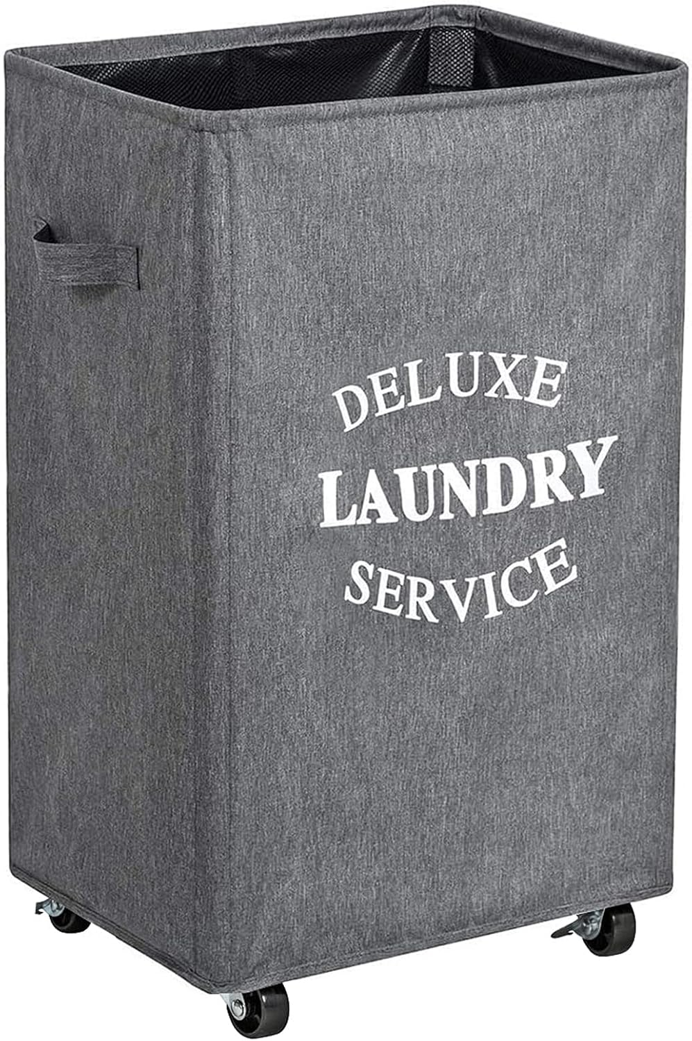 WOWLIVE Large Rolling Laundry Basket Wheels 90L Collapsible Tall Laundry Hamper Handle Foldable Dirty Clothing Basket Fold up Rectangular Hampers for Laundry Dorm Room (Grey2)