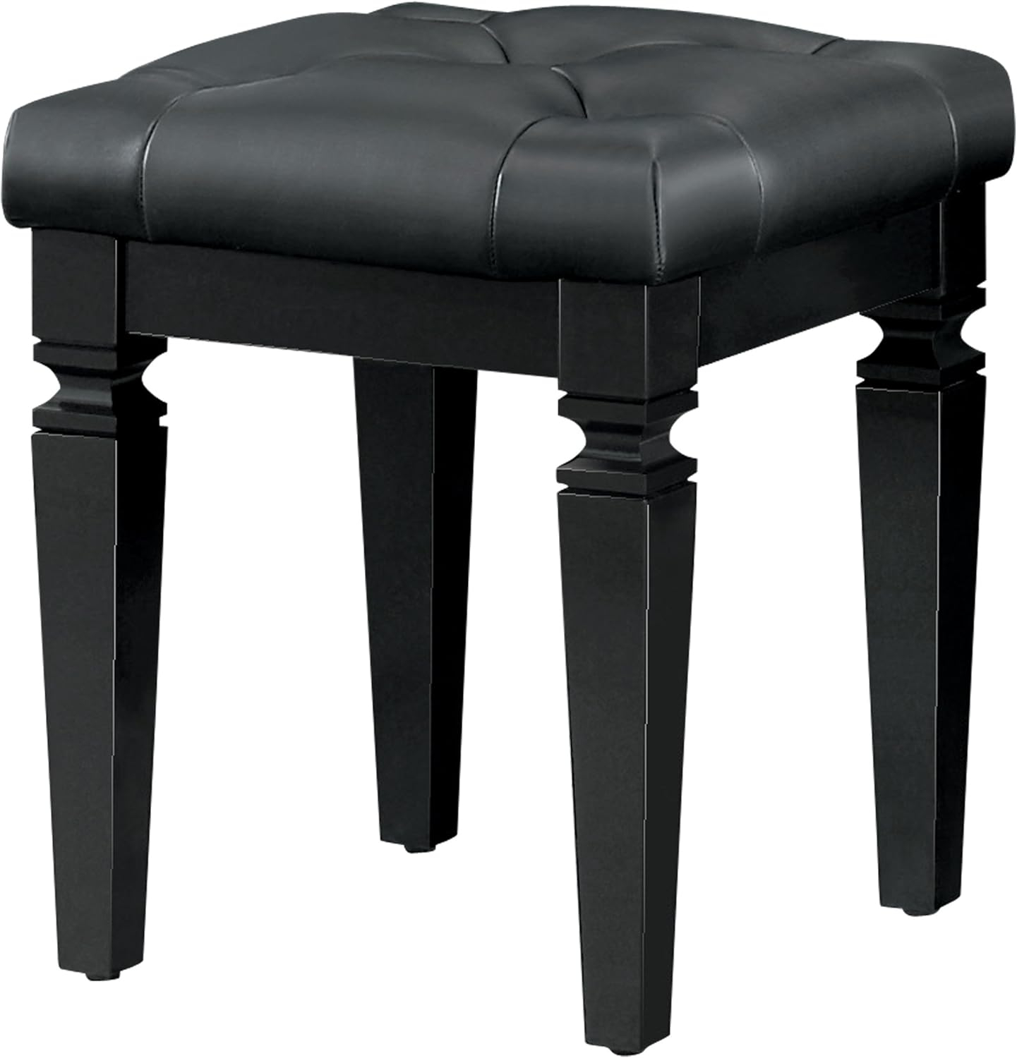 Allura Black Crystal Button Tufted Vanity Stool