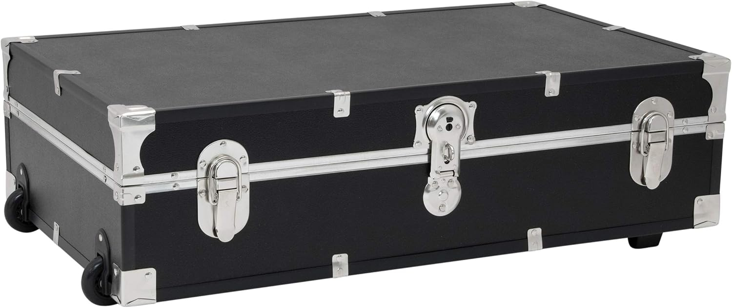 31 in. Under the Bed Trunk with Wheels & Lock, Black