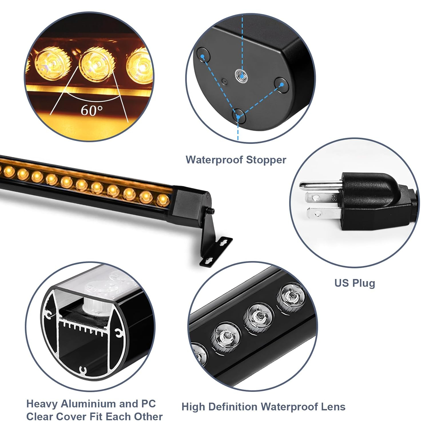 36W LED Wall Washer Light, 2FT 2700K Warm White Outdoor Wall Washer Lights, 120V Waterproof IP67 LED Light Bar for Outdoor, Plug-in (2 Pack)