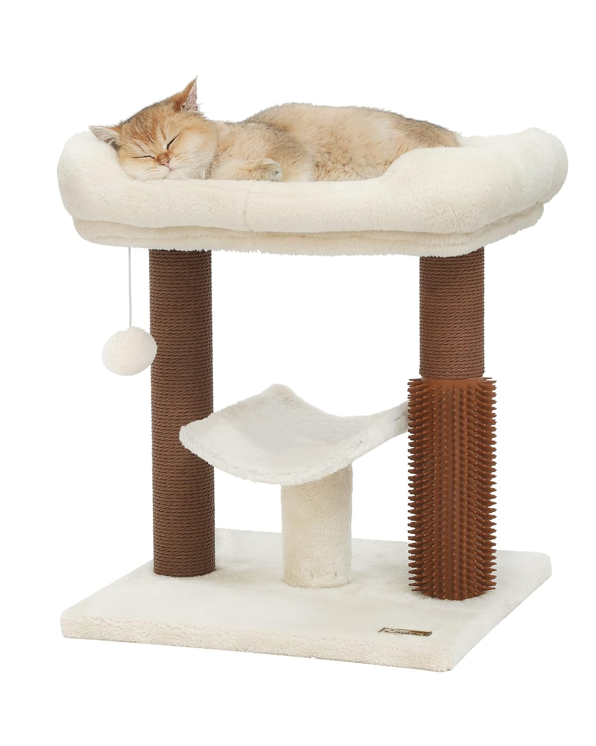 Hoopet cat Tree Tower,cat Scratching Post for Indoor Cats,Featuring with Super Cozy Perch,Cat Self Groomer and Interactive Dangling Ball Great for Kittens and Cats