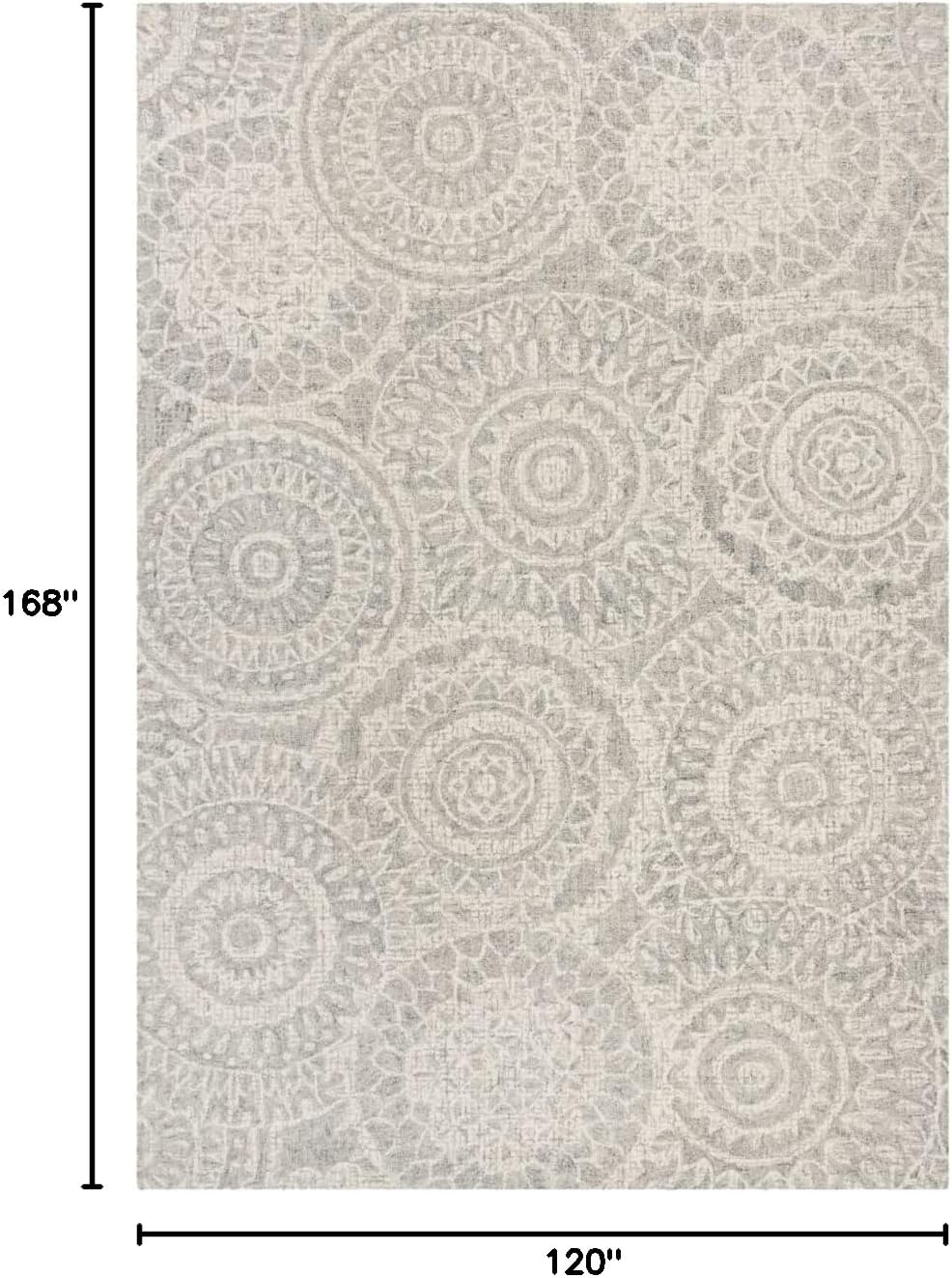 SAFAVIEH Abstract Tobon Geometric Circles Area Rug, Ivory/Grey, 10' x 14'