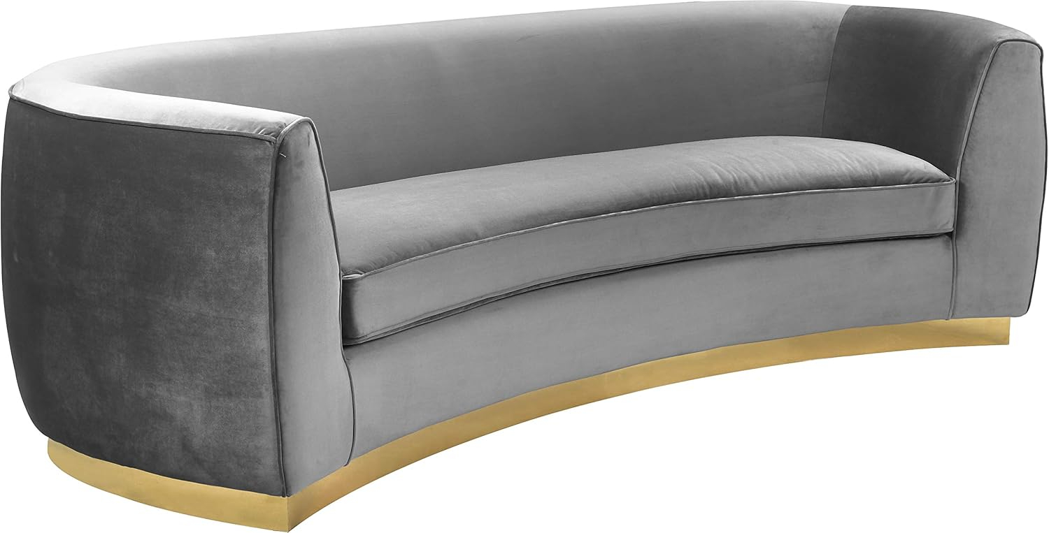 Julian Black Velvet Sofa with Gold Stainless Steel Base