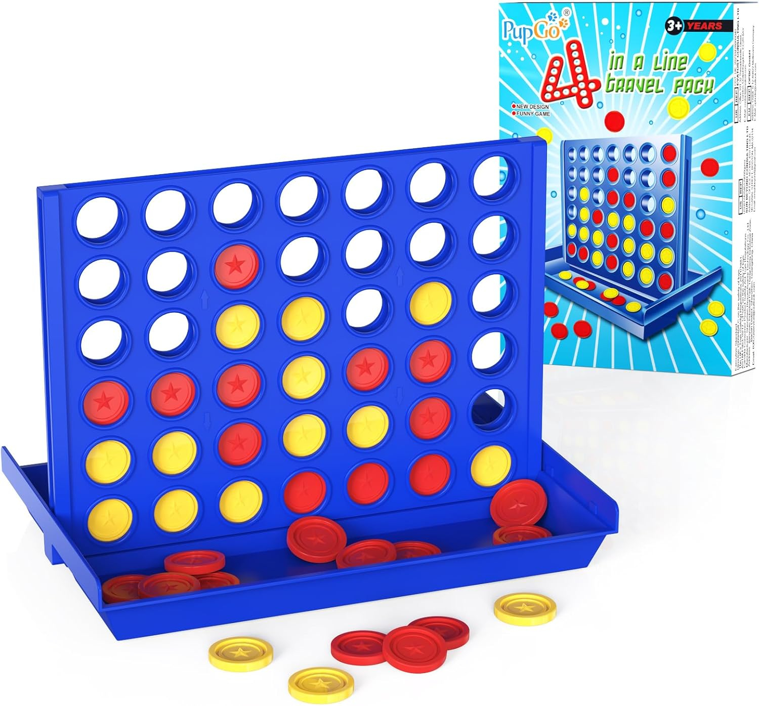 FNNMNNR Four in a Row Line Up 4 Gaming Fun Set  Travel Portable Convenient Size  Classic Fun Educational Family Games