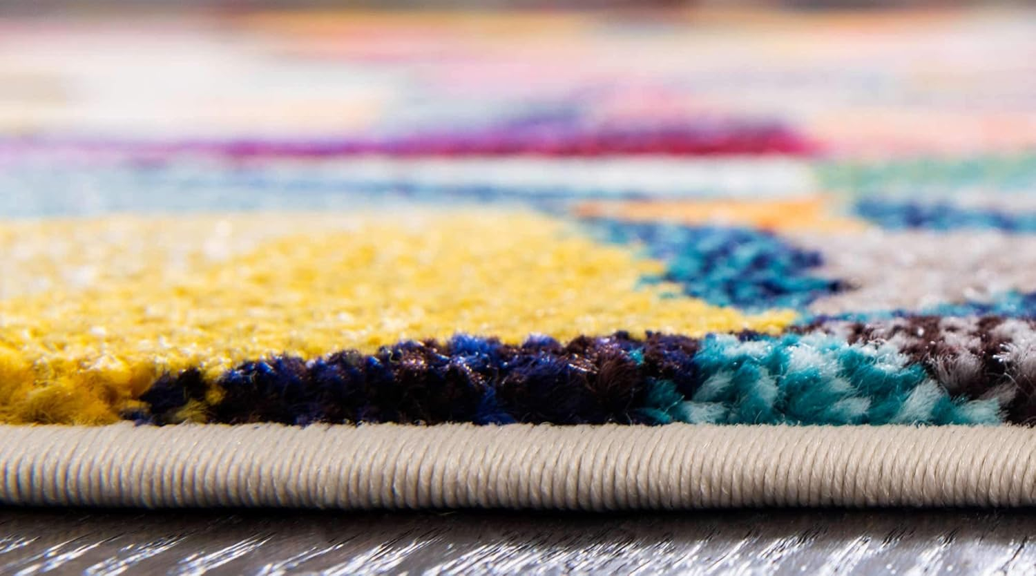 Unique Loom Estrella Collection Geometric, Triangles, Bright Colors, Abstract, Modern Area Rug, 7 ft x 10 ft, Multi/Beige