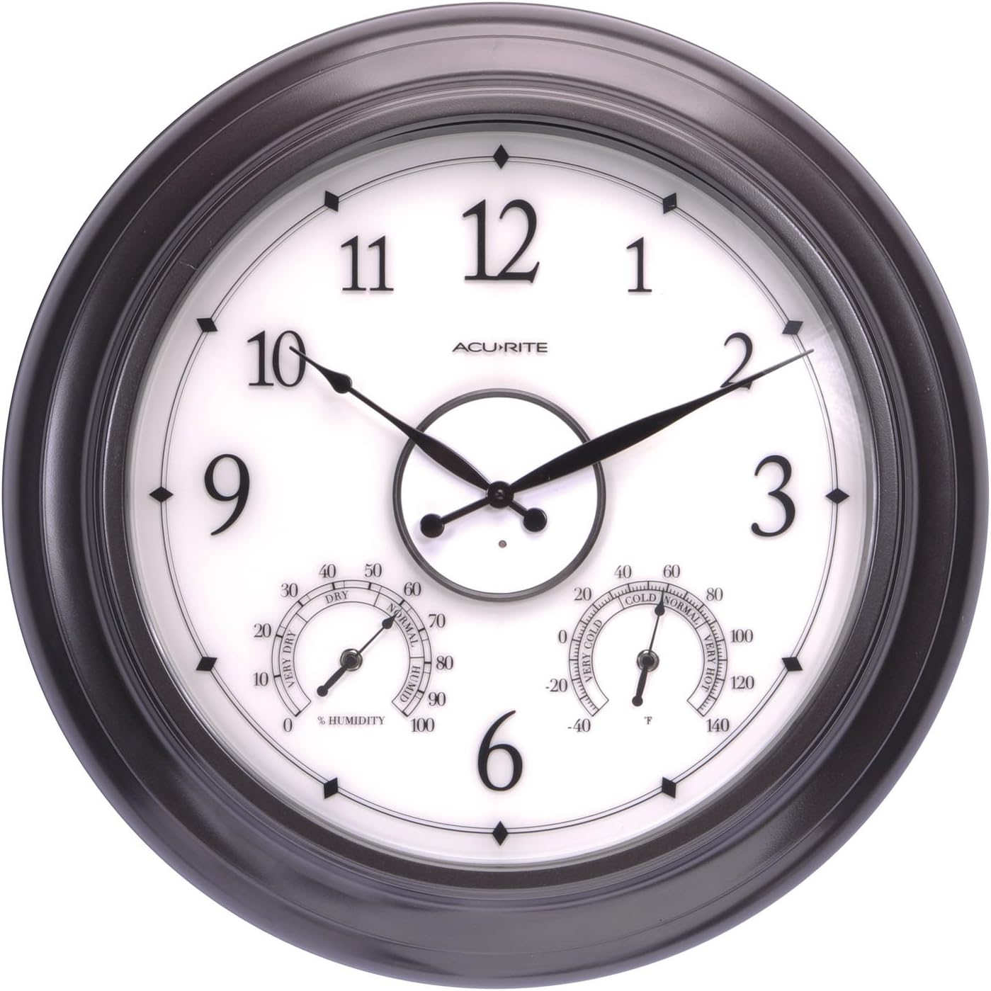 AcuRite 24-Inch, Illuminated LED Thermometer Clock with Temperature and Humidity for Outdoor or Indoor Use, Black (75133M)