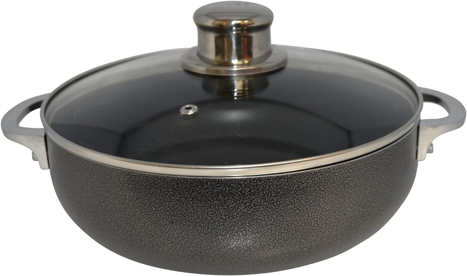 IMUSA 3.2qt Charcoal Aluminum Nonstick Caldero with Glass Lid, Black
