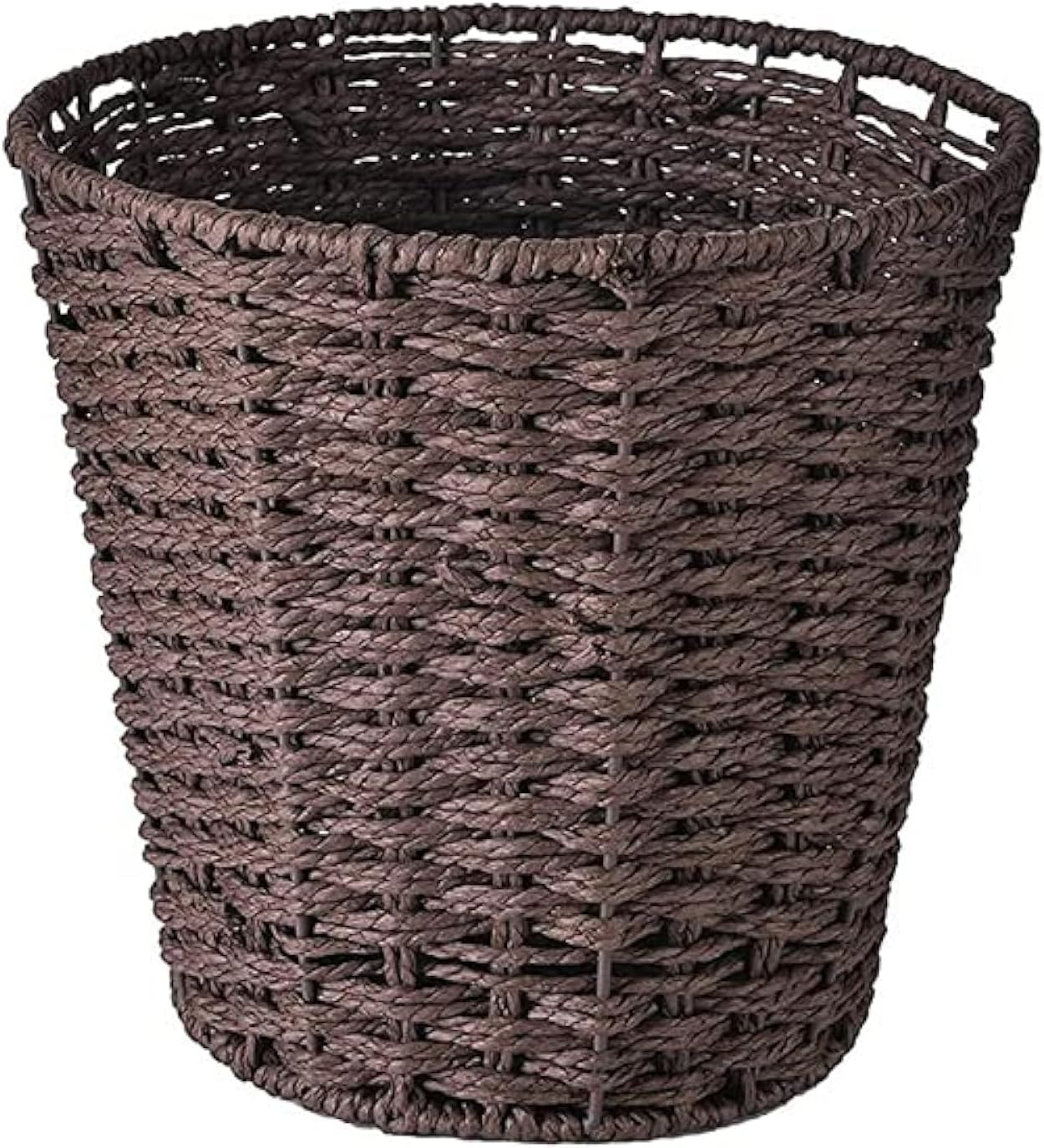 Round Wicker Waste Basket Paper Bin - Wicker Trash Basket - Woven Trash Can Rubbish Basket for Bedroom, Bathroom, Offices or Home (Brown)