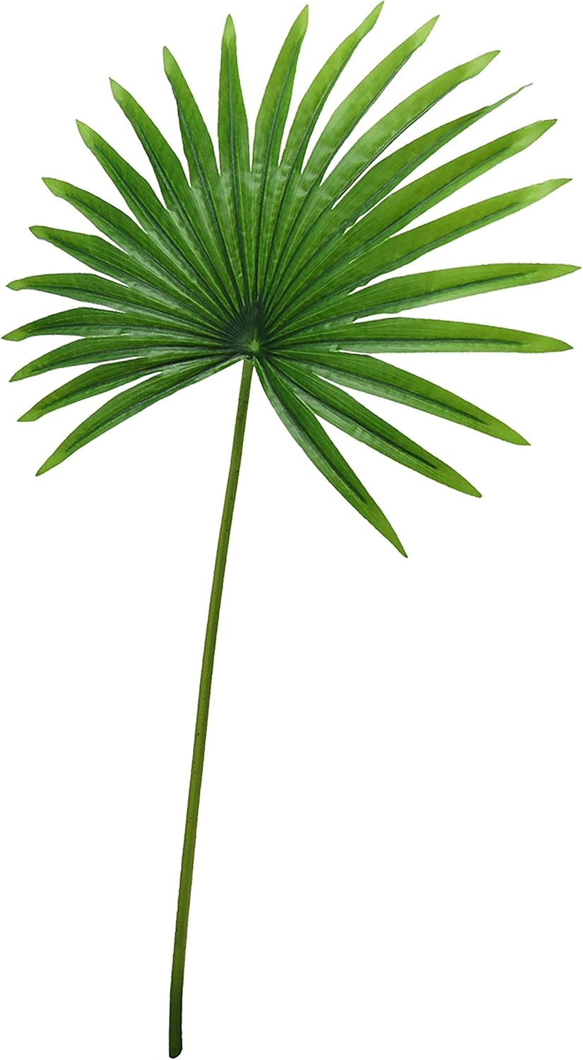 Set of 3 Green Plastic Artificial Palm Leaf Stems, 32 inches