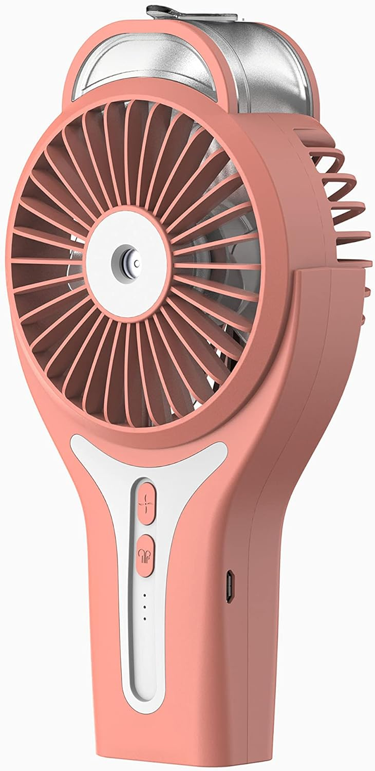 Sunneday 3" Portable Misting Fan in Coral Bell