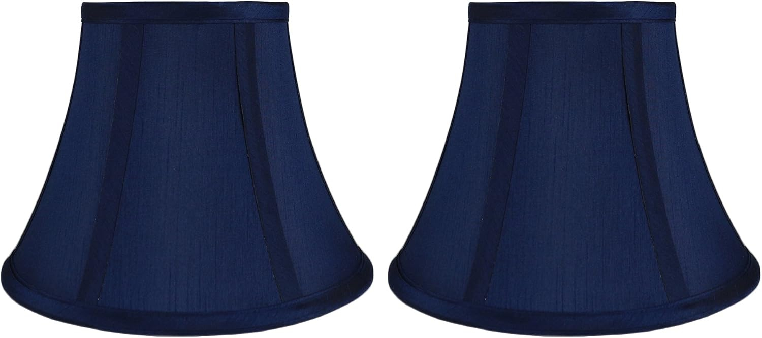 Urbanest Set of 2 Softback Bell Lampshade, Faux Silk, 5-inch by 9-inch by 7-inch, Navy Blue, Spider-fitter