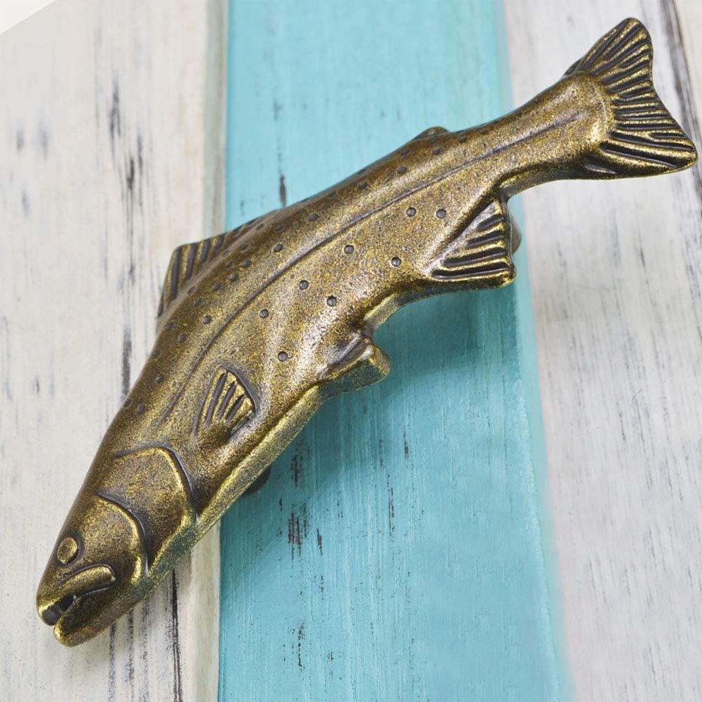 SCRTB 4Pcs Fish knobs for Door Cabinet Closet Drawer Cupboard Dresser Wardrobe Furniture Kitchen Handle for Home Office Kitchen Pull