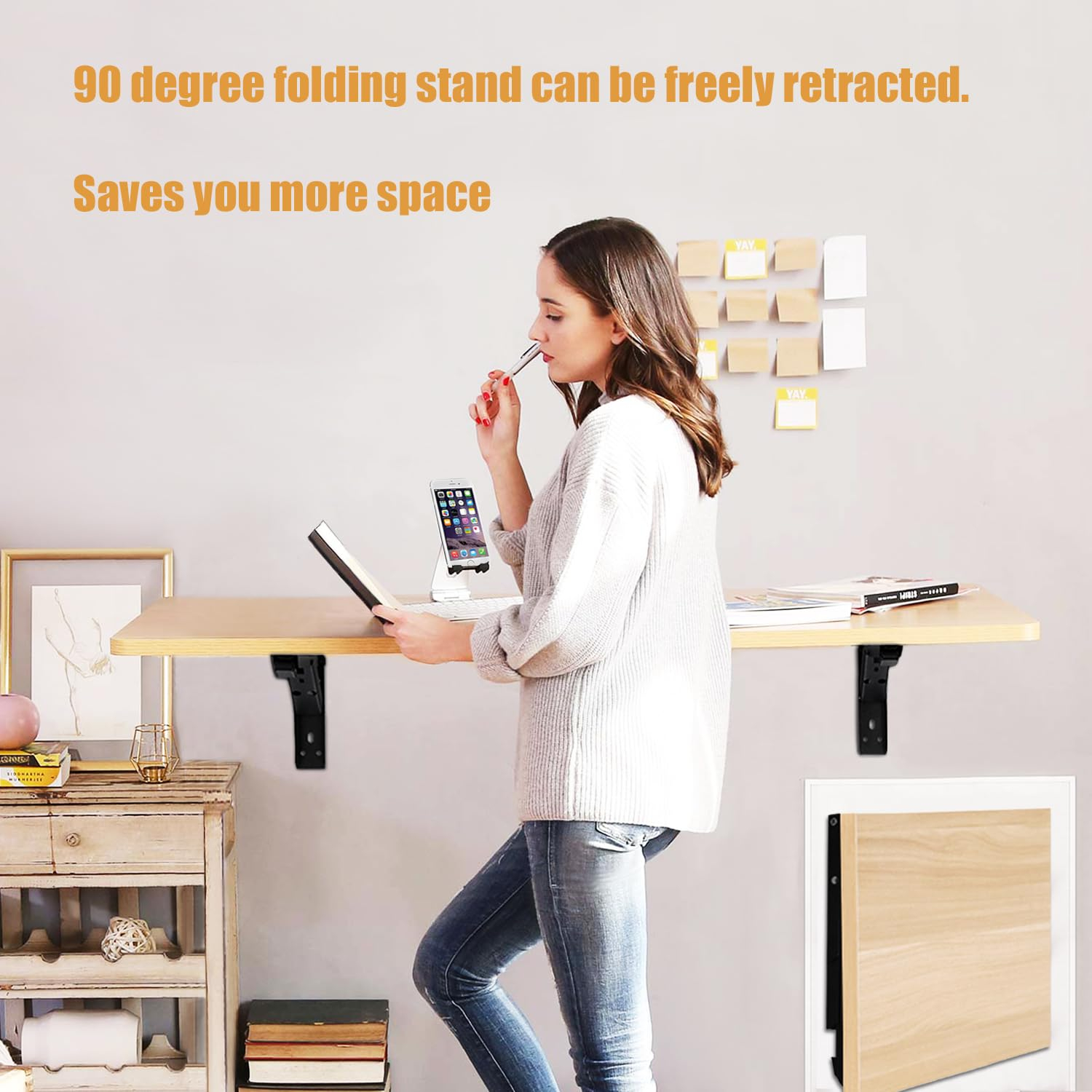 Wall Table Fold Down Hinge,90 Degree Self-Locking Folding Hinge,Save Space Drop Leaf Table Hinges,Shelf Brackets Locking Hinges 90 Degree for Wall Folding Racks,Etc